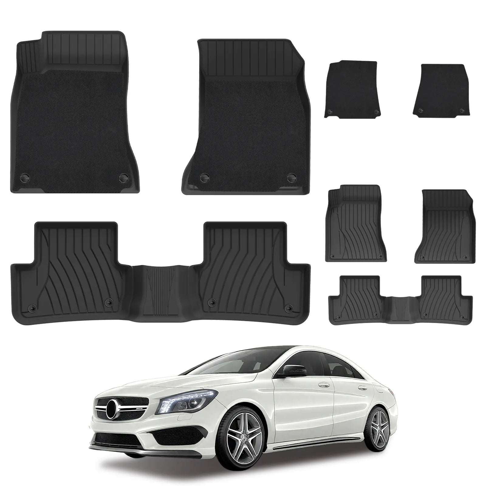 3W Mercedes-Benz CLA 2020-2024 Custom TPE Floor Mats with Double Layer Carpet & All-Weather Protection Vehicles & Parts Car Accessories