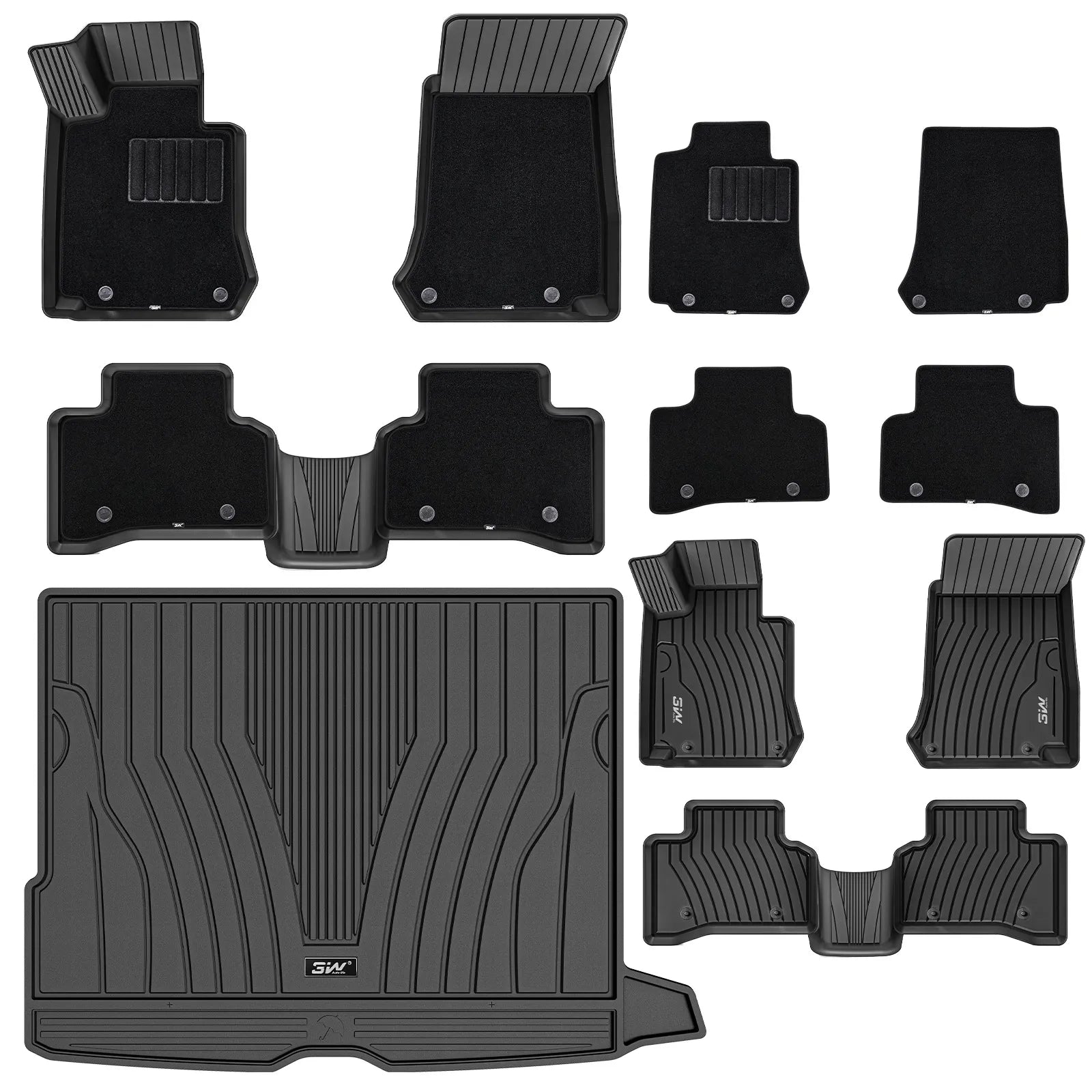 3W Mercedes-Benz GLC 2016-2022 Custom Floor Mats with Double Layer Carpet/ Trunk Mat (Trunk Mat Not Fit Coupe Well) TPE Material & All-Weather Protection Vehicles & Parts 3Wliners