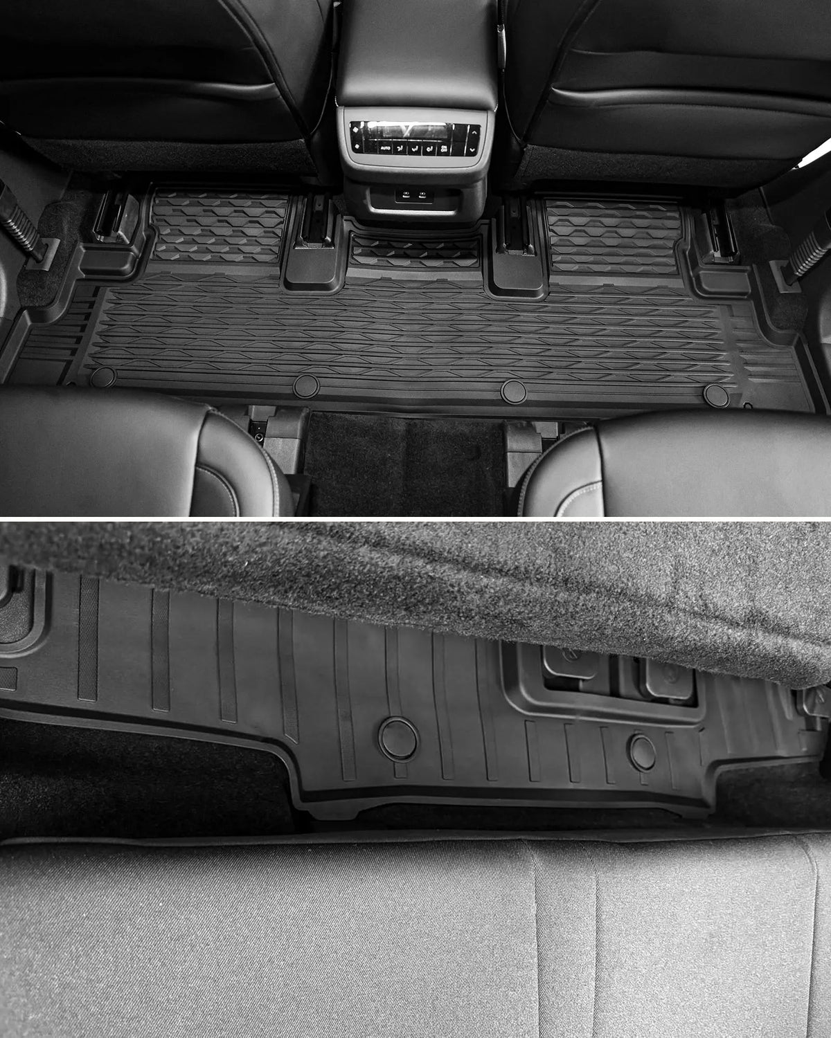 Custom Car Mats for Pathfinder 8-Seat / Infiniti QX60 7-Seat Custom Fit TPE Mat 1-3 Row Mats with Aluminum Accents Easy to Clean All Weather Protection Black
