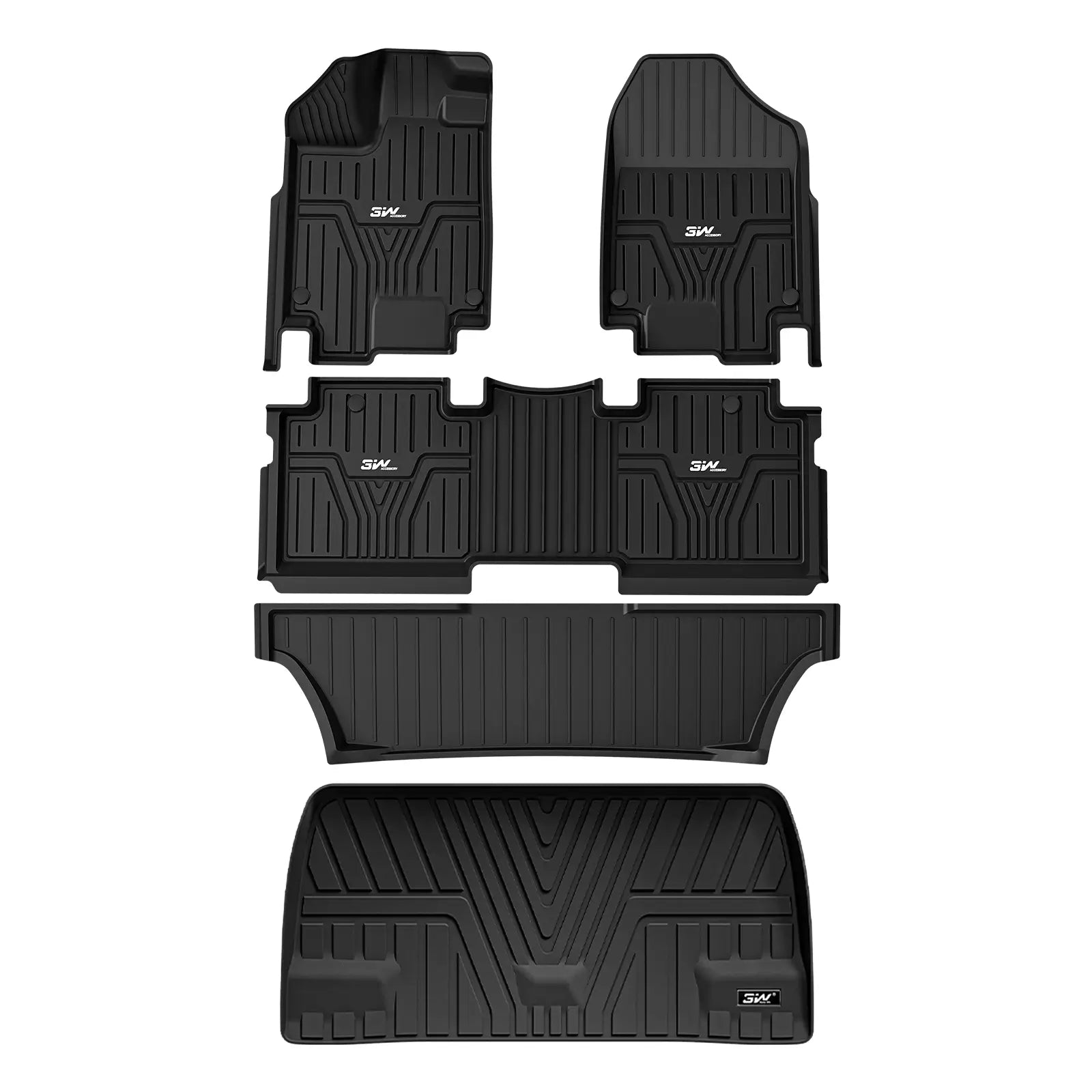 3W Honda Odyssey 2018-2025 Custom Floor Mats / Trunk Mat TPE Material & All-Weather Protection Vehicles & Parts 3Wliners 2018-2025 Odyssey 2018-2025 1st&2nd&3rd Row+Trunk Mat