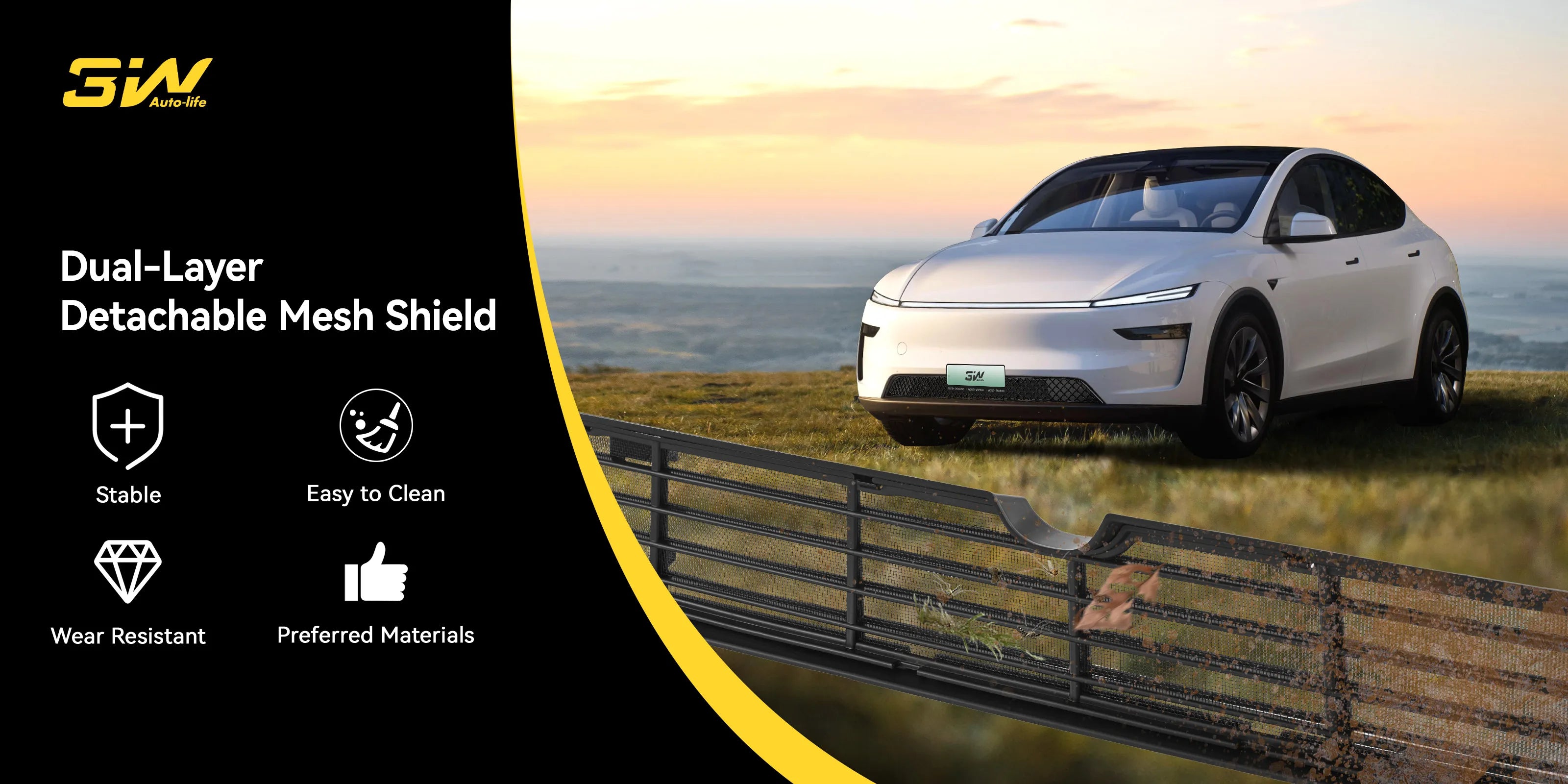 Grilles De Calandre Avant Pour Tesla Model Y Juniper 2025-2027 - Protection Nid D'abeille ABS