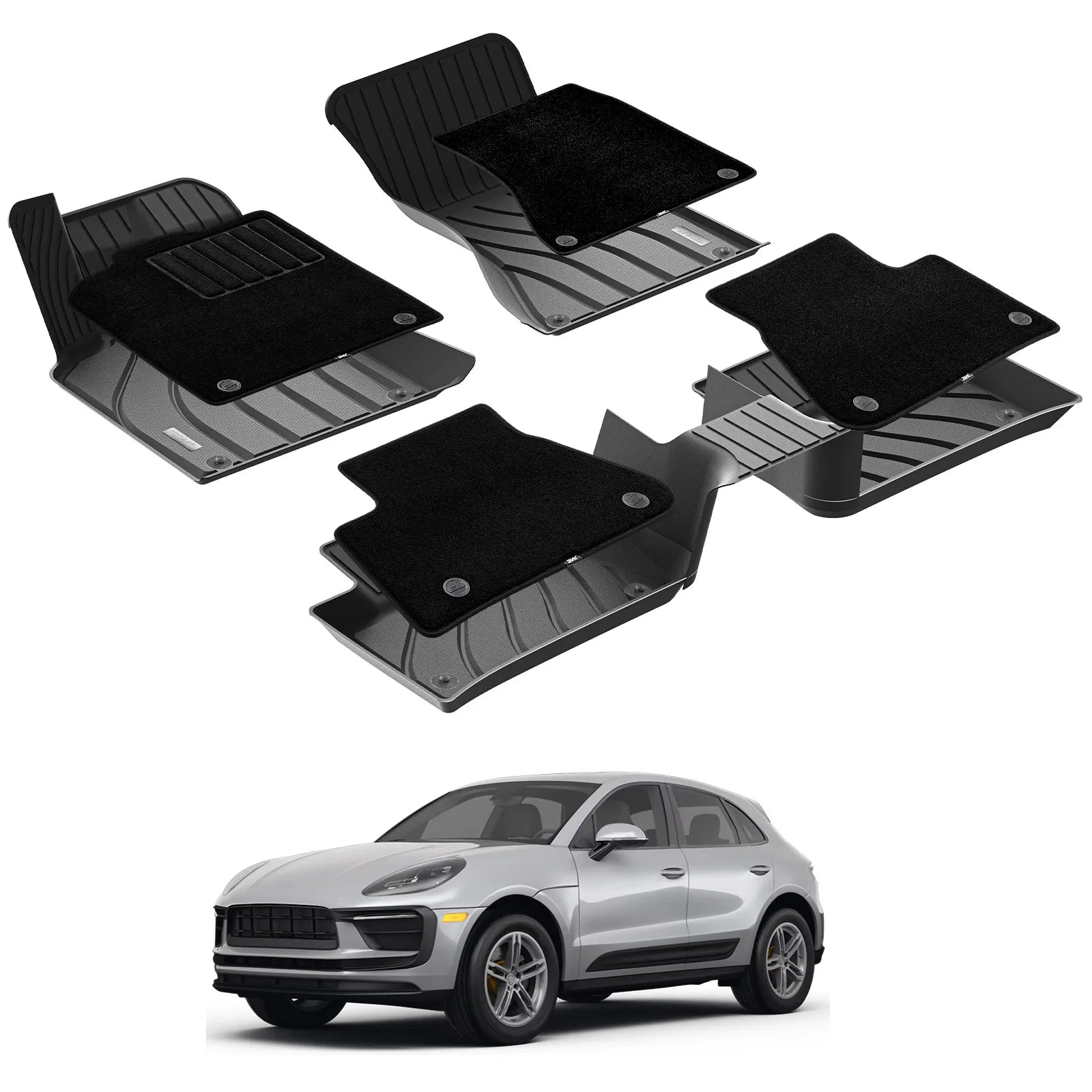 3W Porsche Macan 2014-2025 Custom Floor Mats with Double Layer Carpet Thorex™ All-Weather Protection - 3Wliners