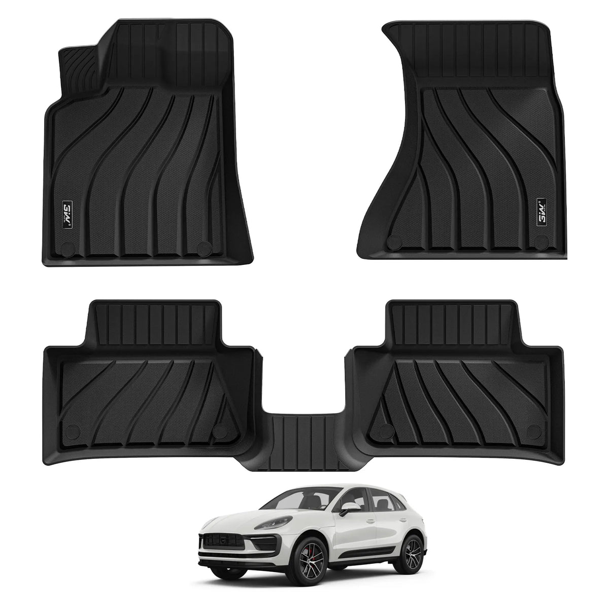 3W Floor Mats for Macan S/Turbo/S Diesel/GTS (Not for EV), Max Surface Coverage, Safety Comes First, Easy Installation, Anti-Slip, Easy To Clean, All Weather, Durable TPE Car Mats