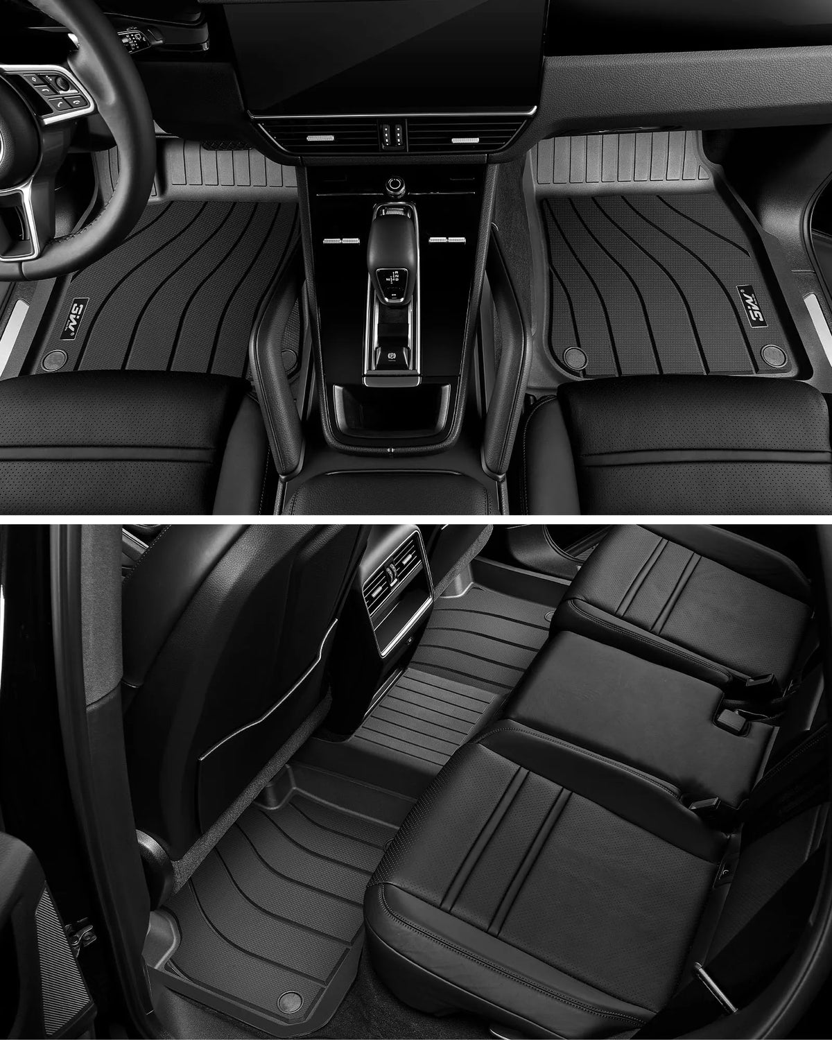 3W Floor Mats & Cargo Mat Porsche Macan S/Turbo/S Diesel/GTS (Not for EV), Max Surface Coverage, Safety Comes First, Easy Installation, Anti-Slip, Easy To Clean, All Weather, Durable TPE Car Mats