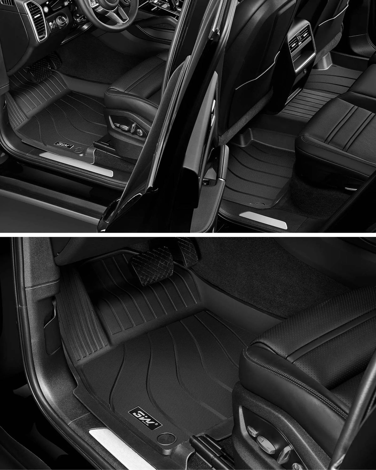 3W Floor Mats & Cargo Mat Porsche Macan S/Turbo/S Diesel/GTS (Not for EV), Max Surface Coverage, Safety Comes First, Easy Installation, Anti-Slip, Easy To Clean, All Weather, Durable TPE Car Mats