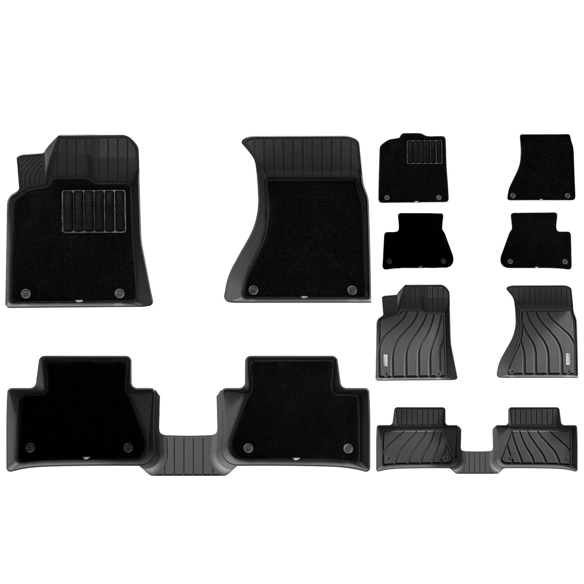 3W Floor Mats with Double-layered Carpet for Macan S/Turbo/S Diesel/GTS (Not for EV), Max Surface Coverage, Safety Comes First, Easy Installation, Anti-Slip, Easy To Clean, All Weather, Durable TPE Car Mats with Detachable Carpet