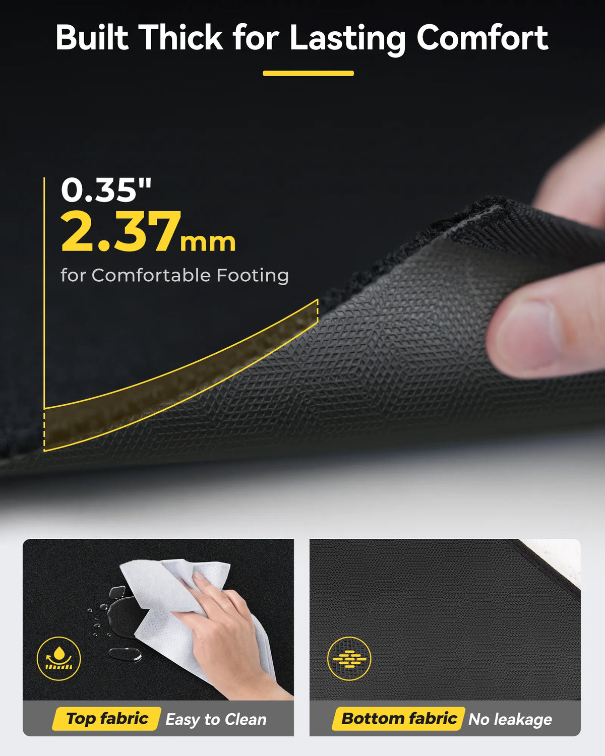 3W Floor Mats with Double-layered Carpet for Macan S/Turbo/S Diesel/GTS (Not for EV), Max Surface Coverage, Safety Comes First, Easy Installation, Anti-Slip, Easy To Clean, All Weather, Durable TPE Car Mats with Detachable Carpet