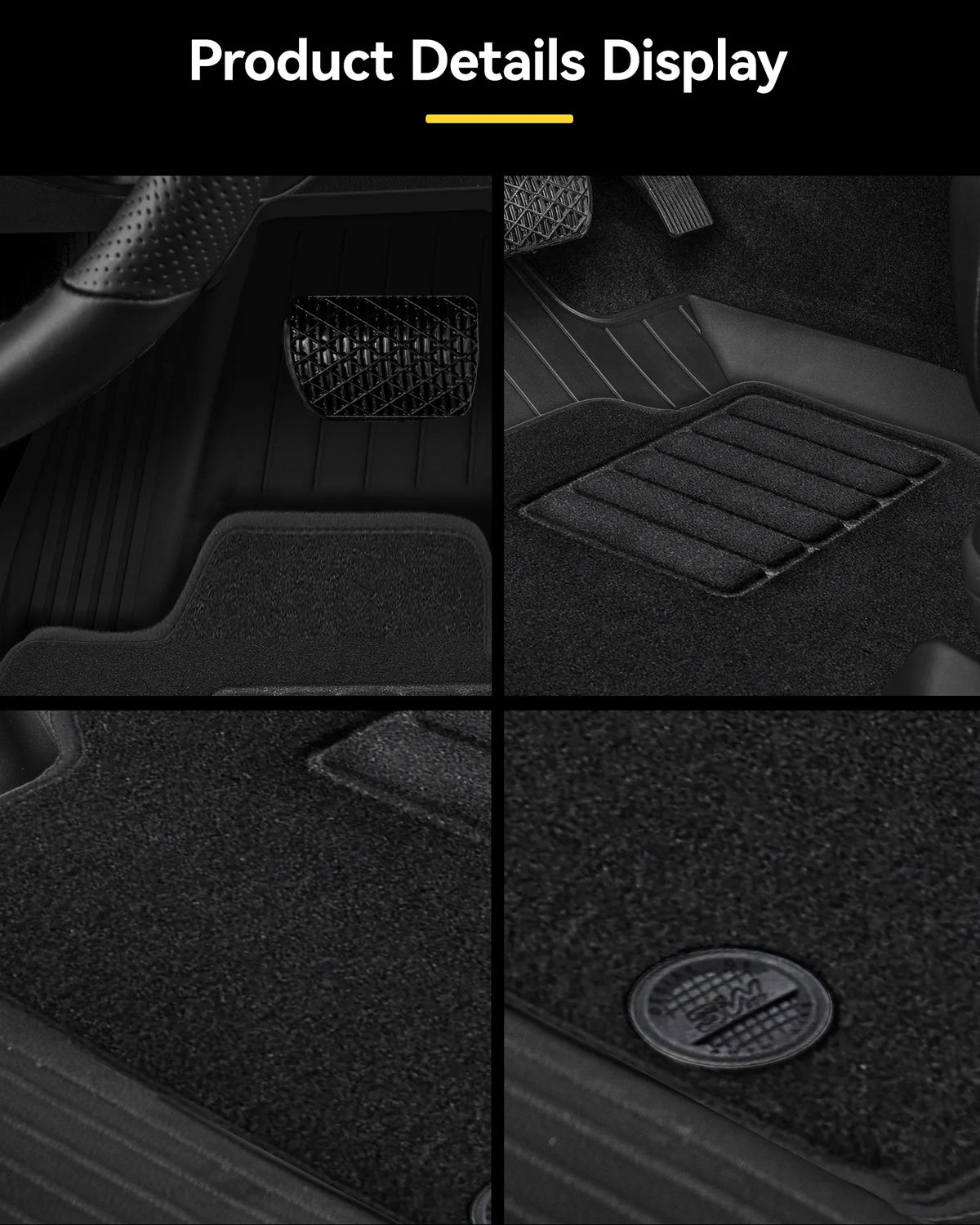 3W Floor Mats with Double-layered Carpet for Macan S/Turbo/S Diesel/GTS (Not for EV), Max Surface Coverage, Safety Comes First, Easy Installation, Anti-Slip, Easy To Clean, All Weather, Durable TPE Car Mats with Detachable Carpet