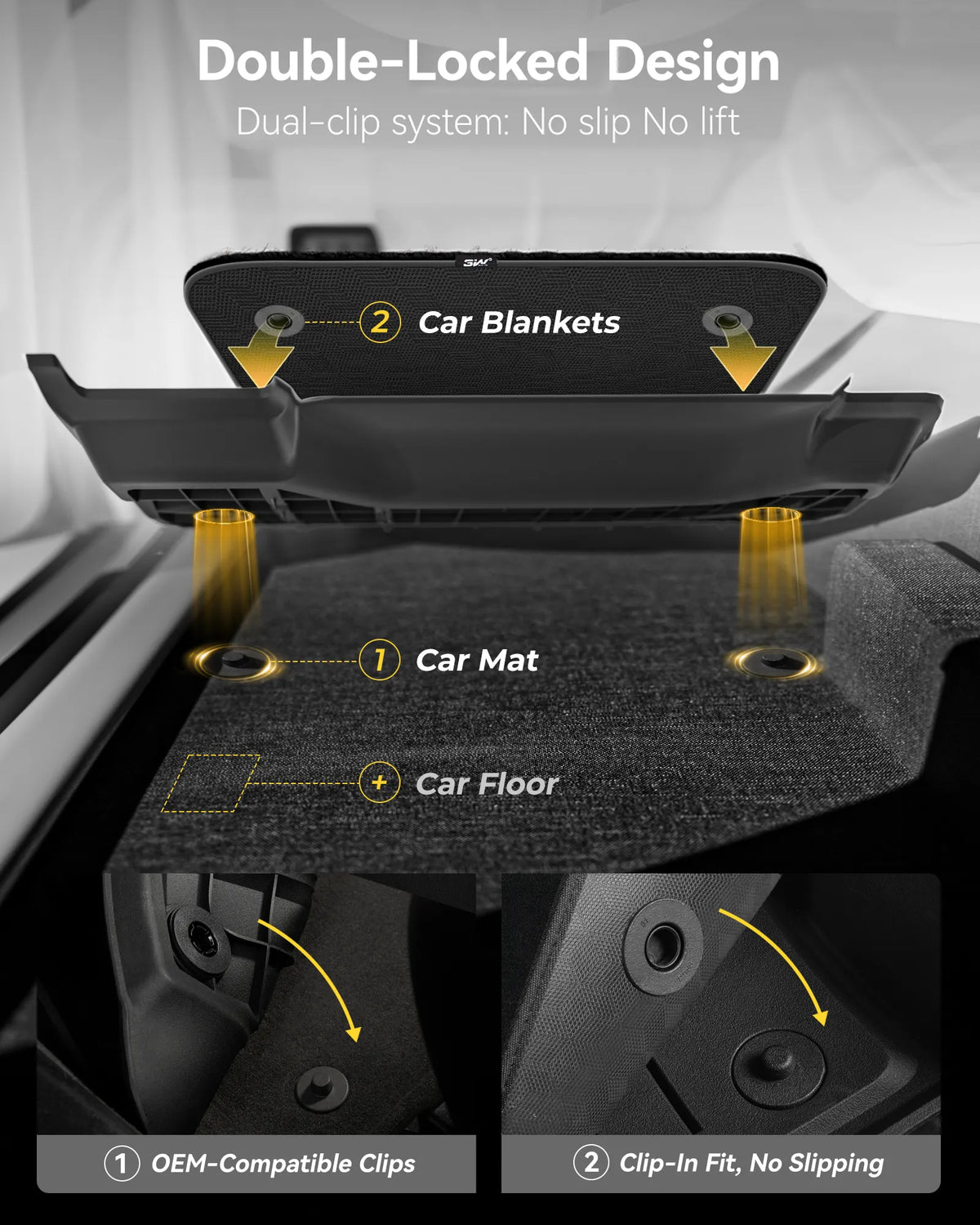 3W Floor Mats with Double-layered Carpet for Macan S/Turbo/S Diesel/GTS (Not for EV), Max Surface Coverage, Safety Comes First, Easy Installation, Anti-Slip, Easy To Clean, All Weather, Durable TPE Car Mats with Detachable Carpet