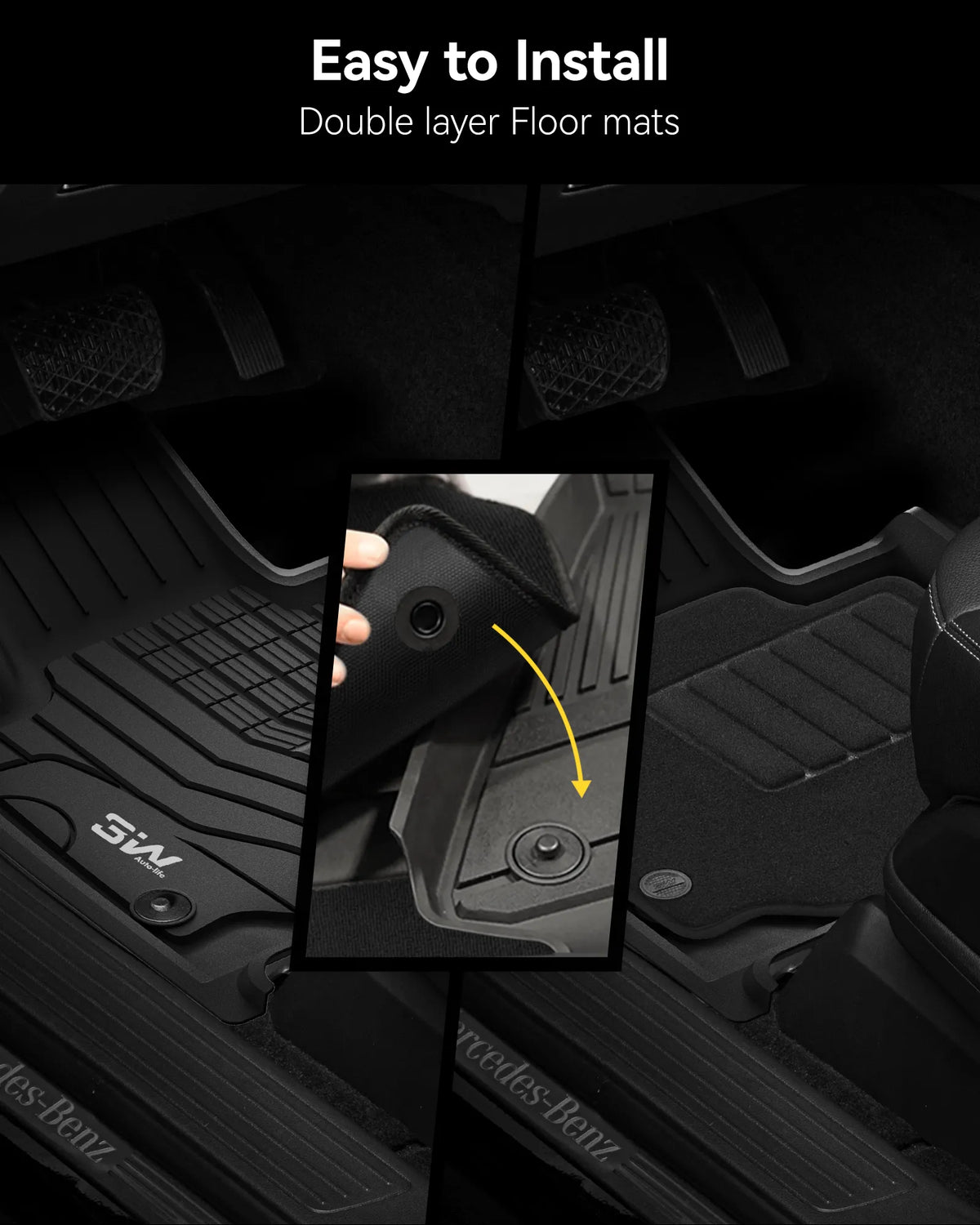 3W Floor Mats with Double-layered Carpet for Macan S/Turbo/S Diesel/GTS (Not for EV), Max Surface Coverage, Safety Comes First, Easy Installation, Anti-Slip, Easy To Clean, All Weather, Durable TPE Car Mats with Detachable Carpet