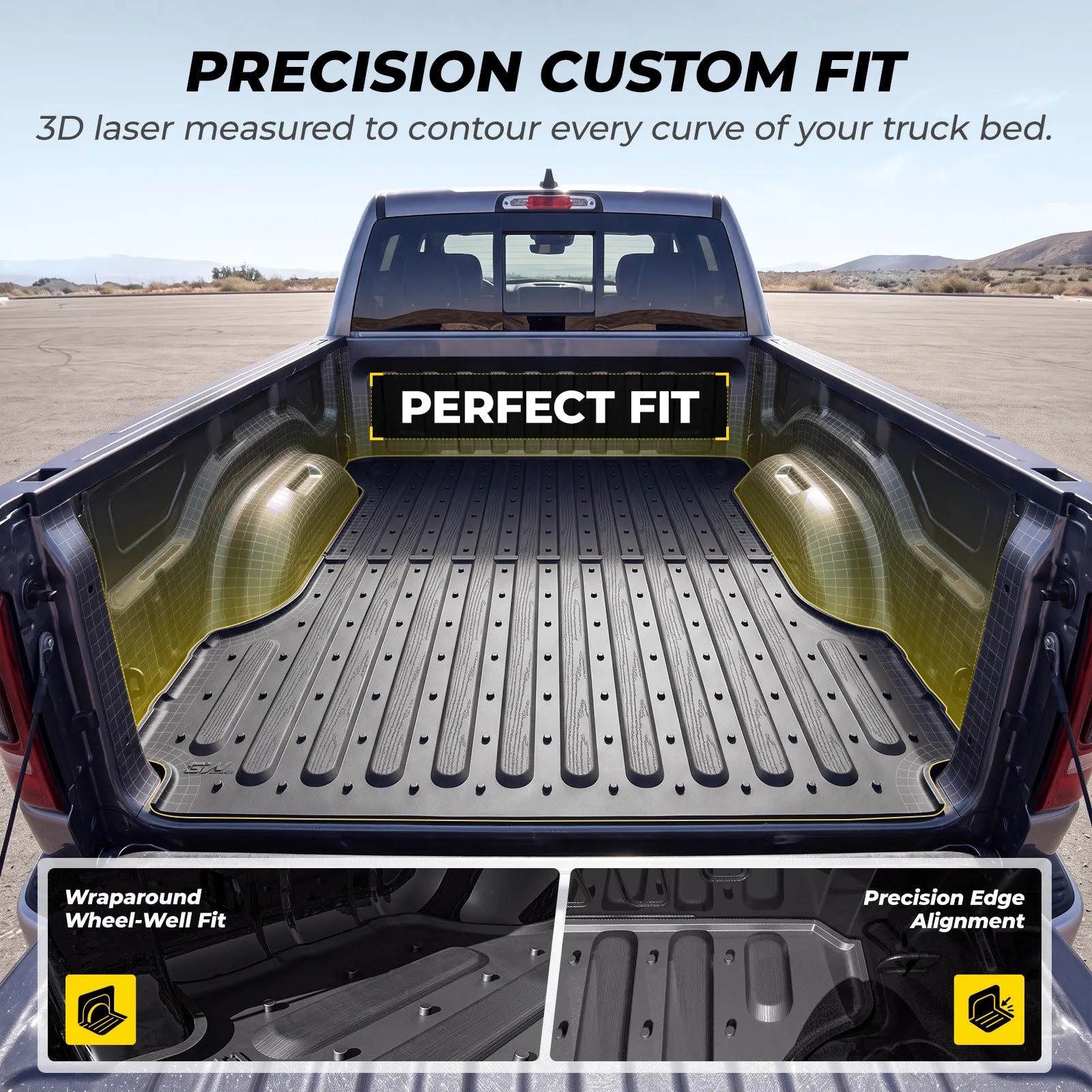 Custom Truck Bed Mat for Dodge Ram 1500/1500 RHO TPE Heavy-Duty All-Weather Liner Fits 5.7 FT / 67.4 Inches Short Bed, Blocks Mud & Spills, Not for Rambox