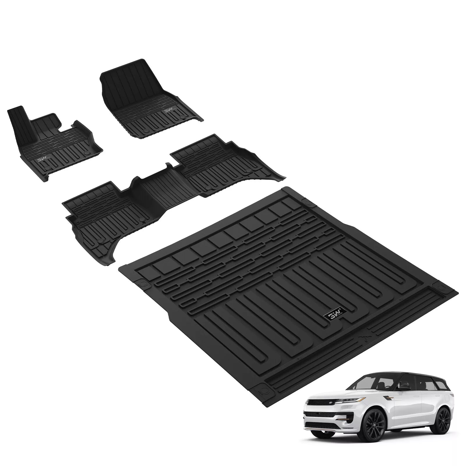 3W Land Rover/Range Rover Sport 2023-2024 Custom Floor Mats / Trunk Mat TPE Material & All-Weather Protection Vehicles & Parts 3Wliners 2023-2024 Range Rover Sport 2023-2024 1st&2nd Row Mats + Trunk Mat