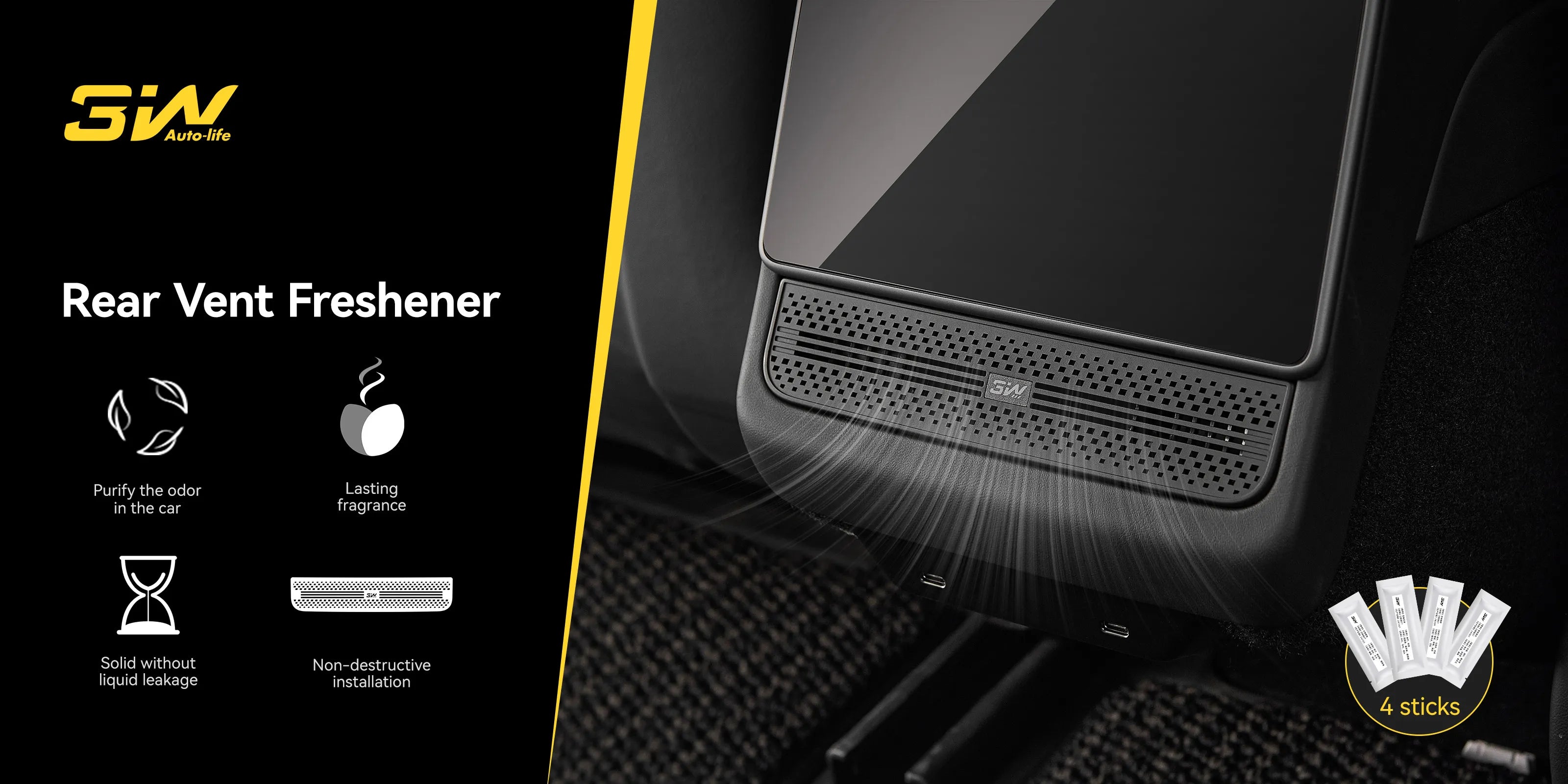 Rear Car Air Vent Freshener  For Tesla Model 3 Highland 2024-2025/ Y Juniper 2025-2026 Damage-Free Installation, OEM-Matched Fit, Long-Lasting Fragrance