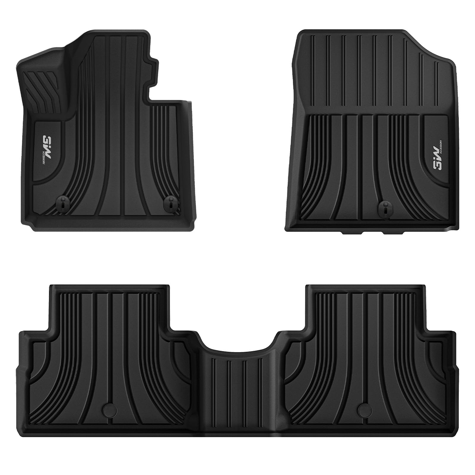 3W Hyundai Santa Fe 2021-2023 (Only for Hybrid) Custom Floor Mats TPE Material & All-Weather Protection Vehicles & Parts 3Wliners 2021-2023 Santa Fe Hybrid 1st&2nd Row Mats
