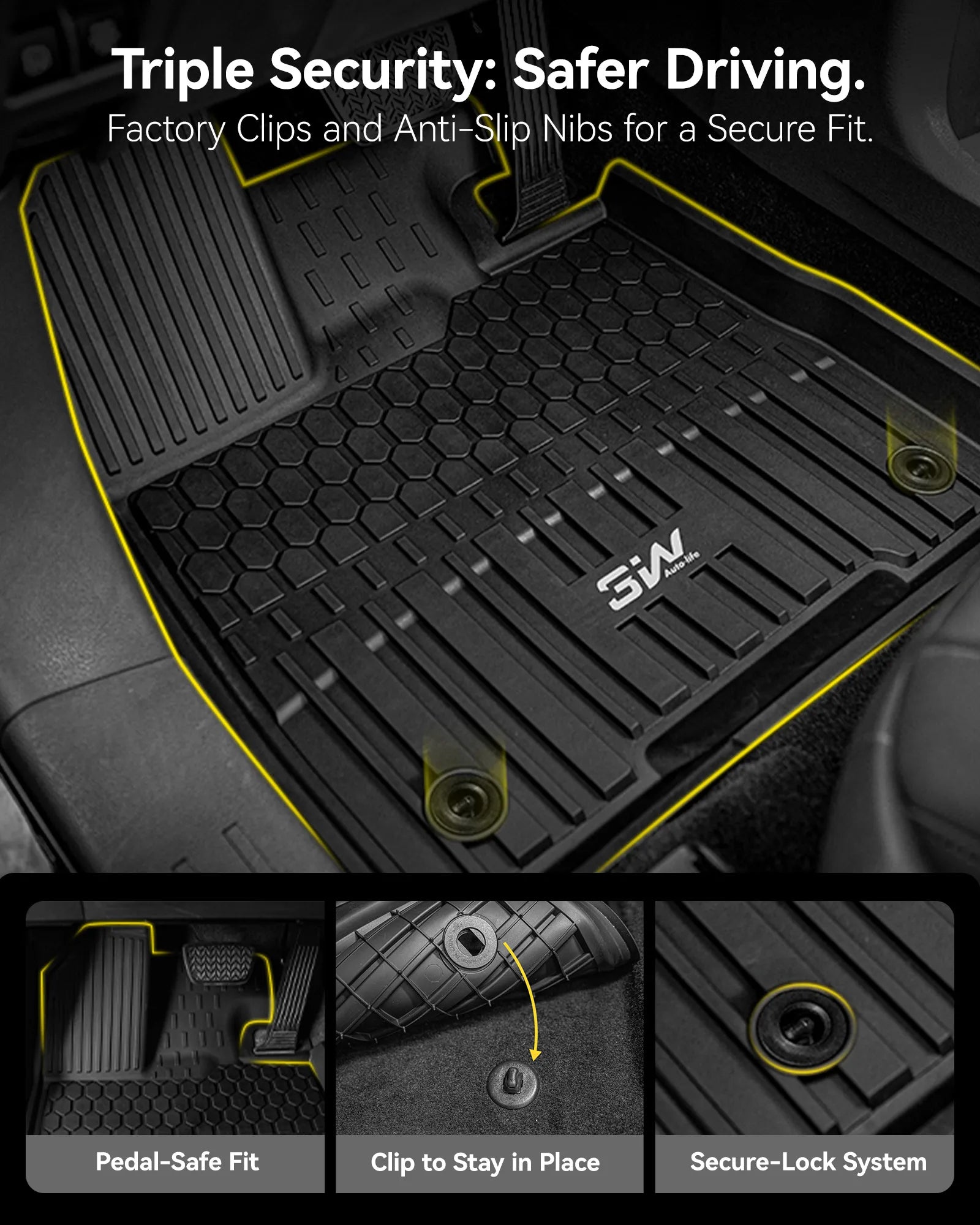 3W Floor Mats & Cargo Liner & Backrest Mats Fit Toyota Sienna 2024-2026 (Only for Platinum Version with Refrigerator) TPE Custom Fit Floor Liner and Trunk Mat for Sienna 7 Seat (w/o Spare tire) Black
