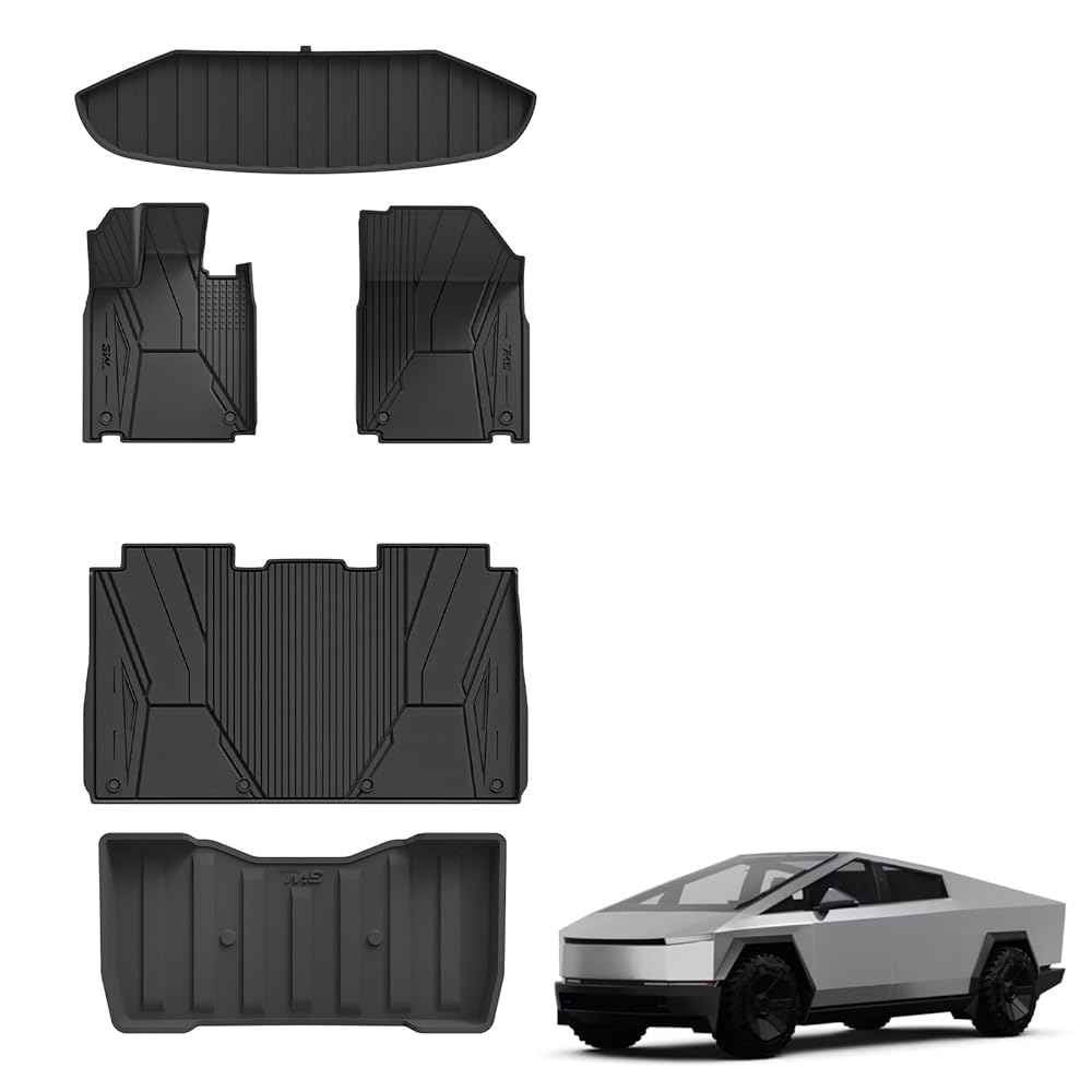 Pre-Order 3W Tesla Cybertruck 2023 2024 Custom Floor Mats, Trunk Mats, Bed Mat TPE Material & All-Weather Protection Vehicles & Parts 3Wliners 2023-2024 2023-2024 Tesla Cybertruck 1st&2nd Row + Front Cargo Liner & Rear Lower Cargo Liner