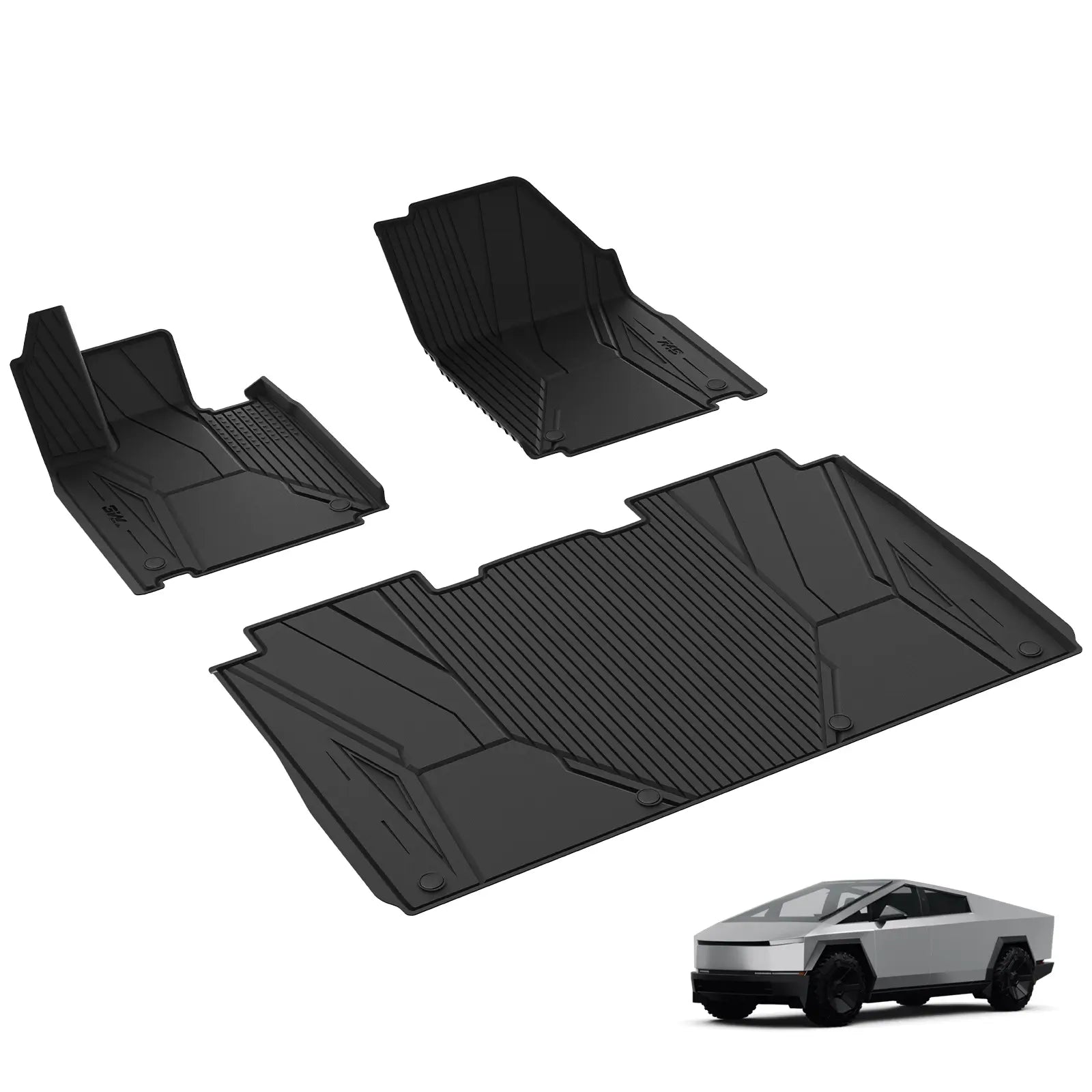 Pre-Order 3W Tesla Cybertruck 2023 2024 Custom Floor Mats, Trunk Mats, Bed Mat TPE Material & All-Weather Protection Vehicles & Parts 3Wliners 2023-2024 2023-2024 Tesla Cybertruck 1st&2nd Row Mats