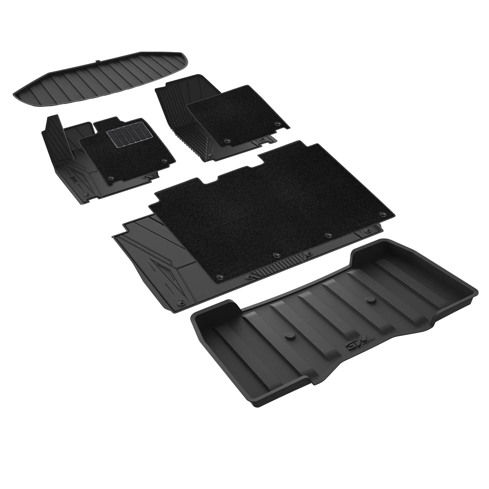 3W Tesla Cybertruck Pickup Floor Mats with Double Layer Carpet Trunk Mat Set 2023 2024 2025 2026,TPE All Weather Custom Fit Pickup Frunk Mat Cargo Liner Set, Black