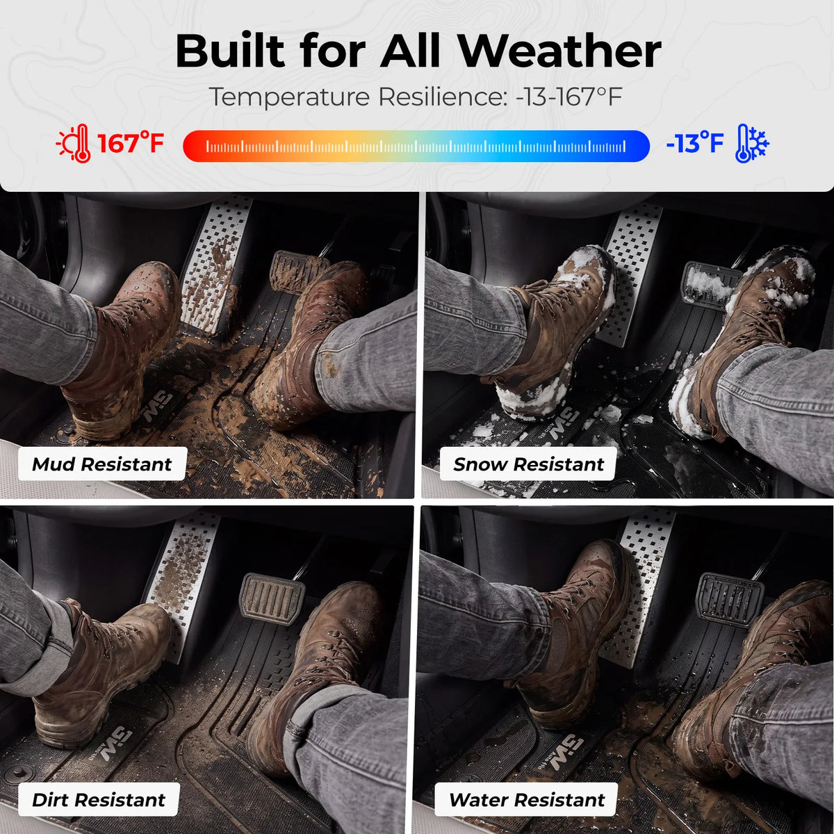 3W Tesla Model 3 Highland New Generation Custom 1&2 Row Floor Mats with Aluminum Accents TPE Material & All-Weather Protection Vehicles & Parts 3Wliners 2024 2025 2026 Car Accessories Black