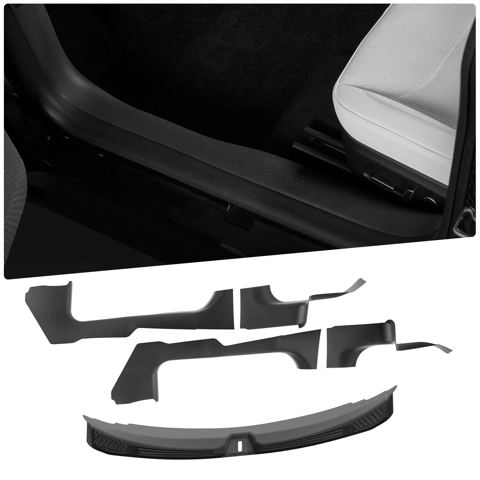 3W Tesla Model 3 Highland 2024-2026 Door Sill Guards 5PCS Trunk Protector Custom Fit Car Accessories TPE Anti-Kick Door Entry Cover