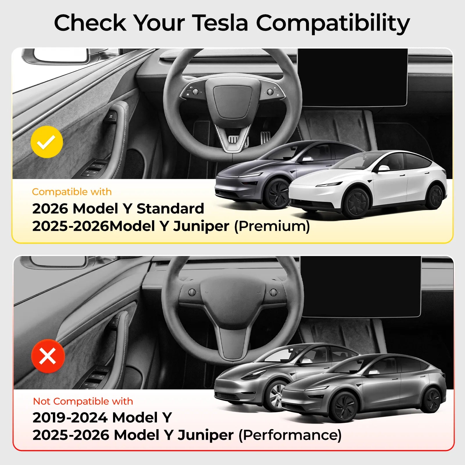 3W Car Accessories Fit for 2026 Tesla Model Y Standard/ 2025-2026 Model Y Juniper Premium