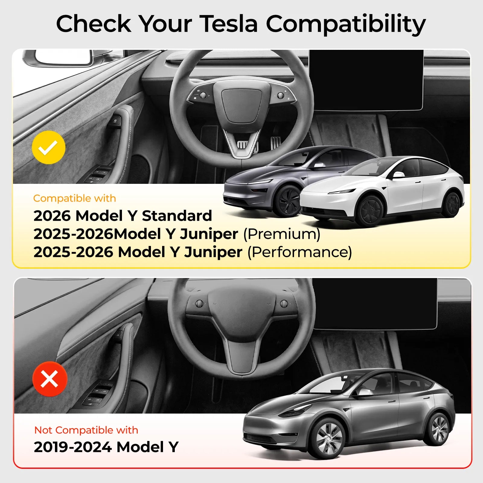 3W Car Accessories Fit for 2026 Tesla Model Y Standard, 2025-2026 Model Y Juniper Premium/ Model Y Juniper Performance