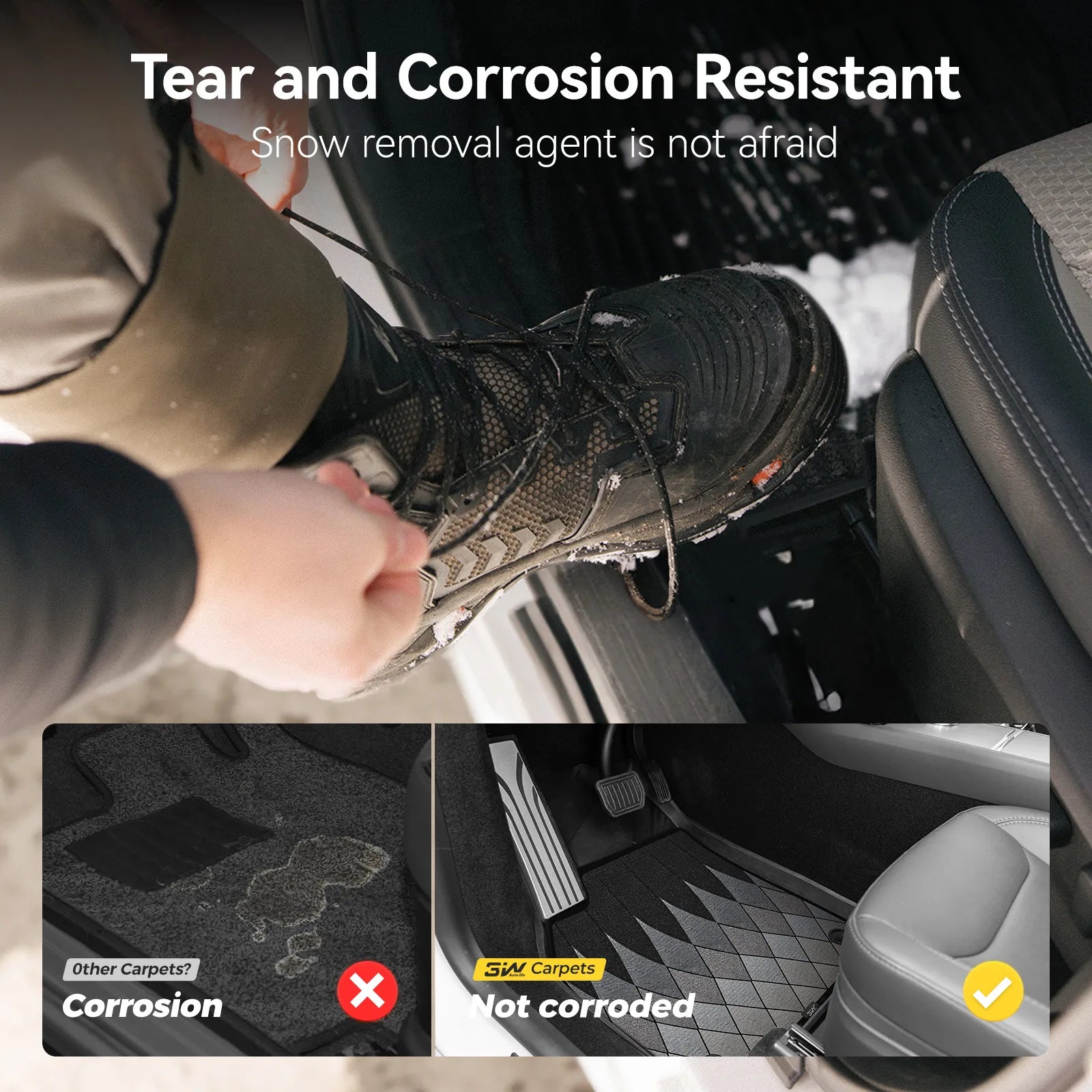 3W Tesla Model Y Juniper Floor Mats, 9PCS with Double Layered Carpets, New Astro Grid Design Carpet, Mental Pedal, Double Layer, 2025 2026 Model Y Acecessories, TPE All Weather Waterproof Custom Fit Automotive Liners, Seat Back Protector