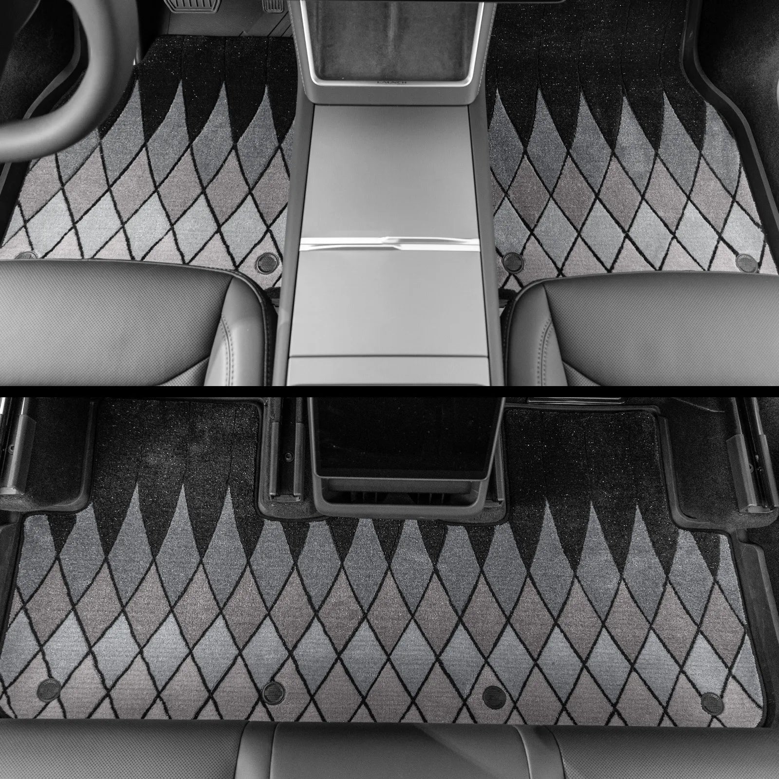 3W Tesla Model Y Juniper Floor Mats, 9PCS with Double Layered Carpets, New Astro Grid Design Carpet, Mental Pedal, Double Layer, 2025 2026 Model Y Acecessories, TPE All Weather Waterproof Custom Fit Automotive Liners, Seat Back Protector