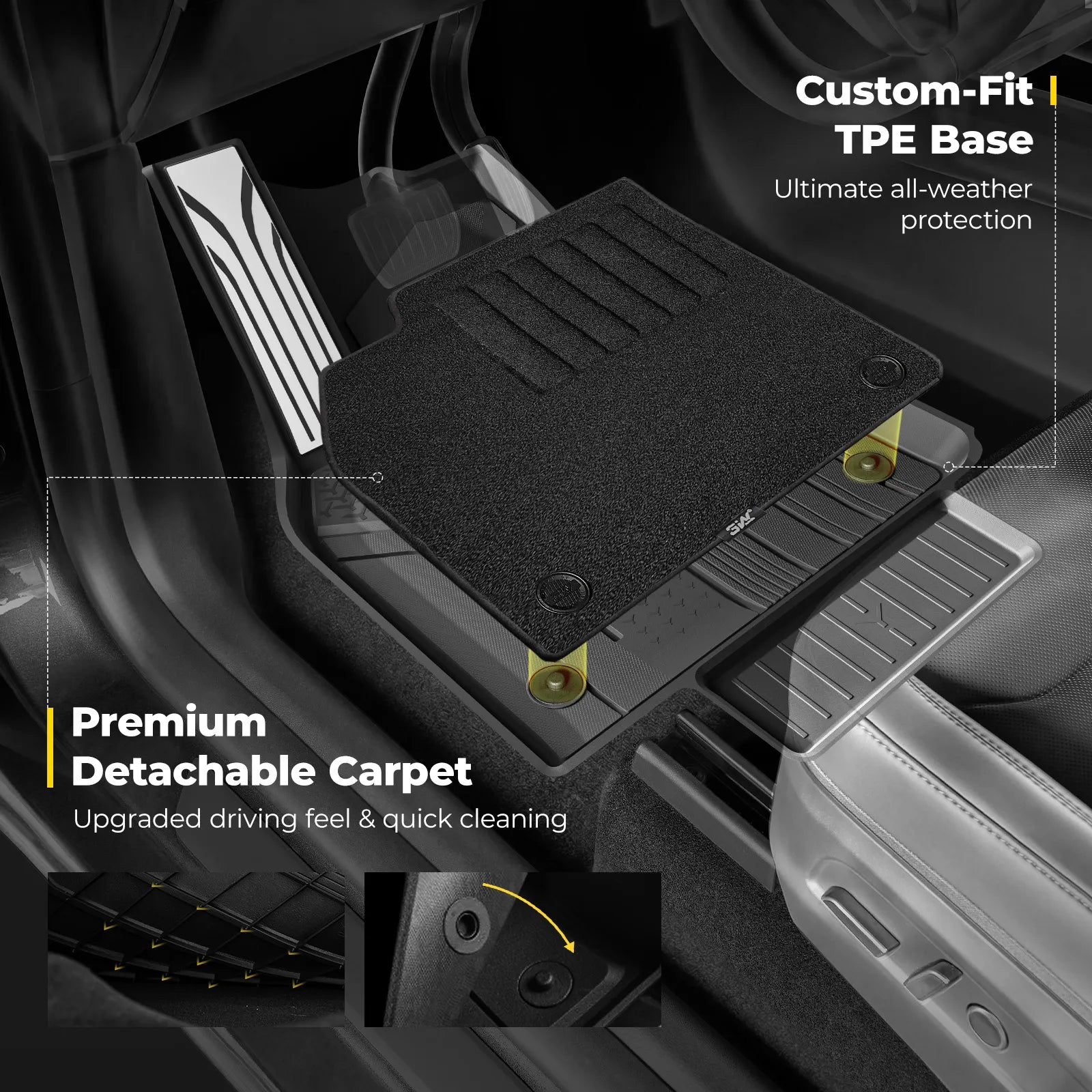 3W Floor Mats with Double Layer Carpet / Trunk Mat for Tesla Model Y Juniper 2025-2026 (Not Fit 2026 Model Y Standard Range) Thorex™ All Weather Protection - 3Wliners