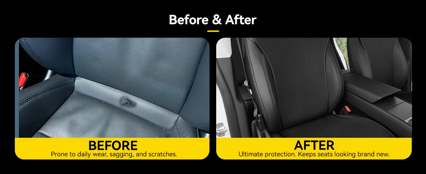Front Car Seat Covers for Tesla Model Y Juniper Premium Breathable Interior Seat Cushion Protector All Season Protection
Non-Slip Car Seat Protectors Black
