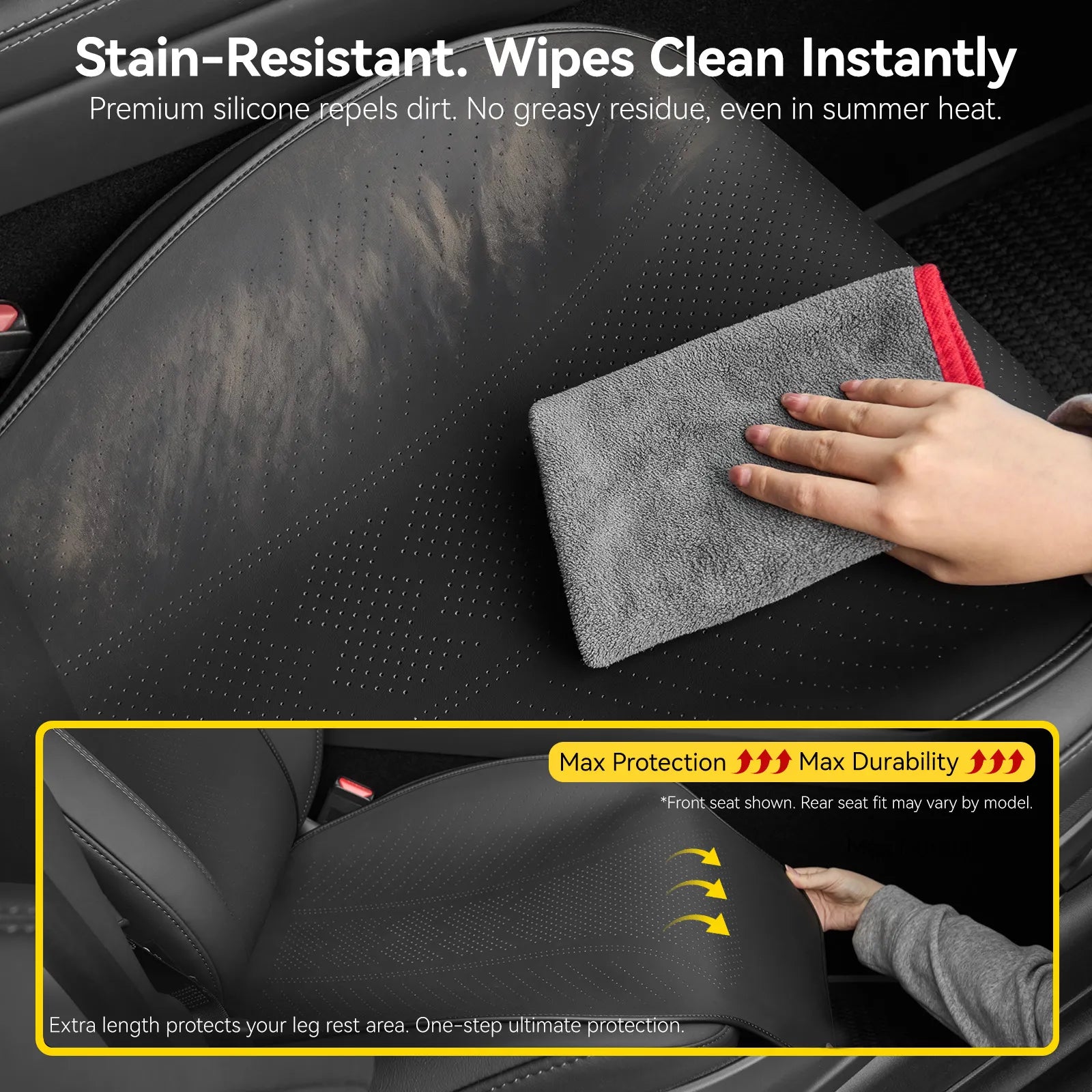 Front Car Seat Covers for Tesla Model Y Juniper Premium Breathable Interior Seat Cushion Protector All Season Protection
Non-Slip Car Seat Protectors Black