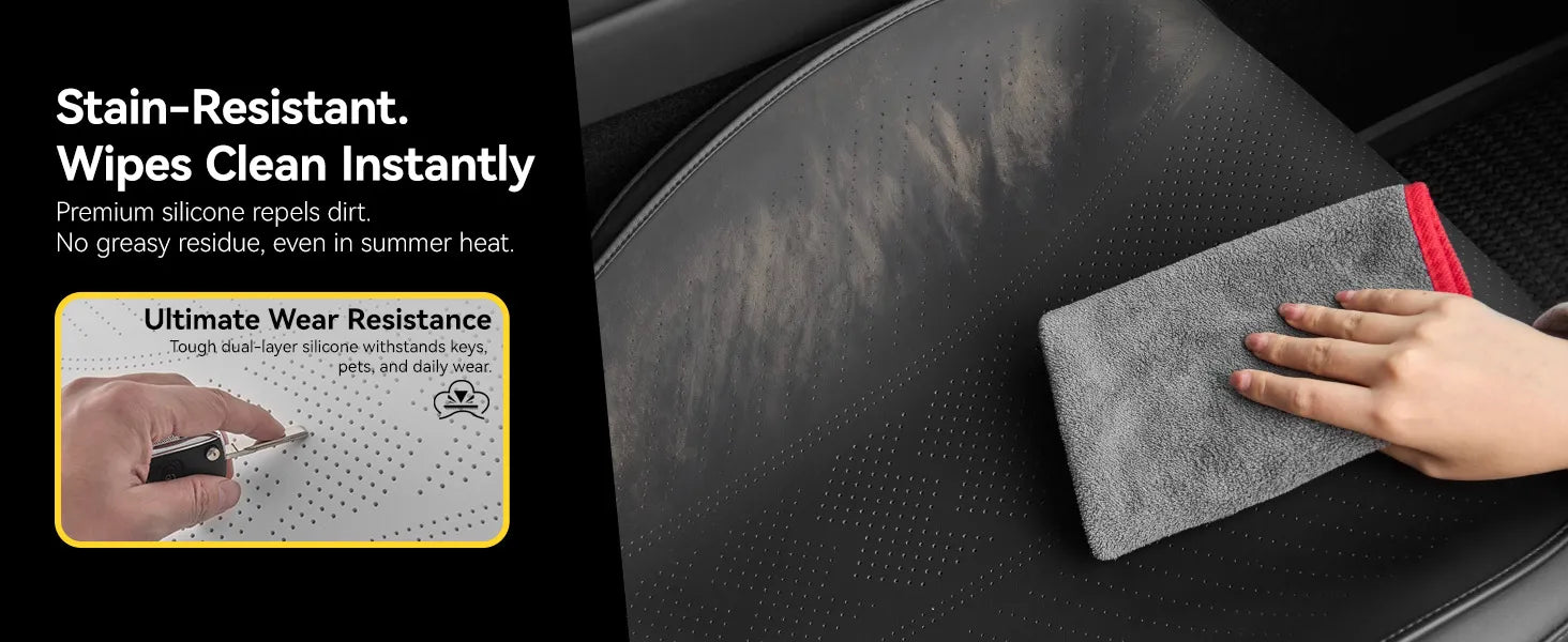 Front Car Seat Covers for Tesla Model Y Juniper Premium Breathable Interior Seat Cushion Protector All Season Protection
Non-Slip Car Seat Protectors Black