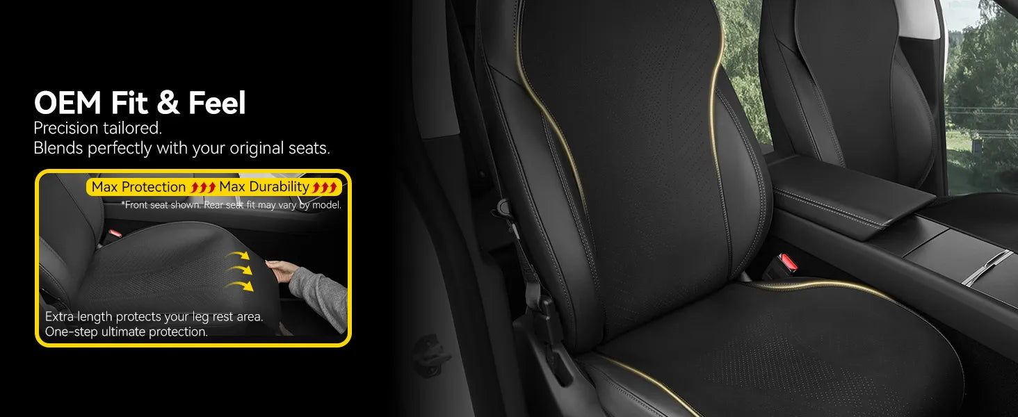 Front Car Seat Covers for Tesla Model Y Juniper Premium Breathable Interior Seat Cushion Protector All Season Protection
Non-Slip Car Seat Protectors Black