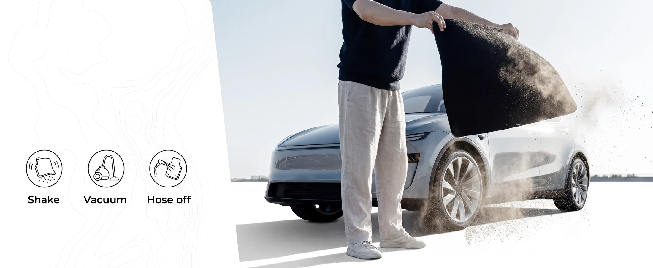 3W Tesla Model Y Juniper Premium / Performance Custom Floor Mats 1 & 2 Row Car Mats with Double Layer Detachable Carpet Car Accessories Black TPE Mats All Weather Protection Easy to Clean