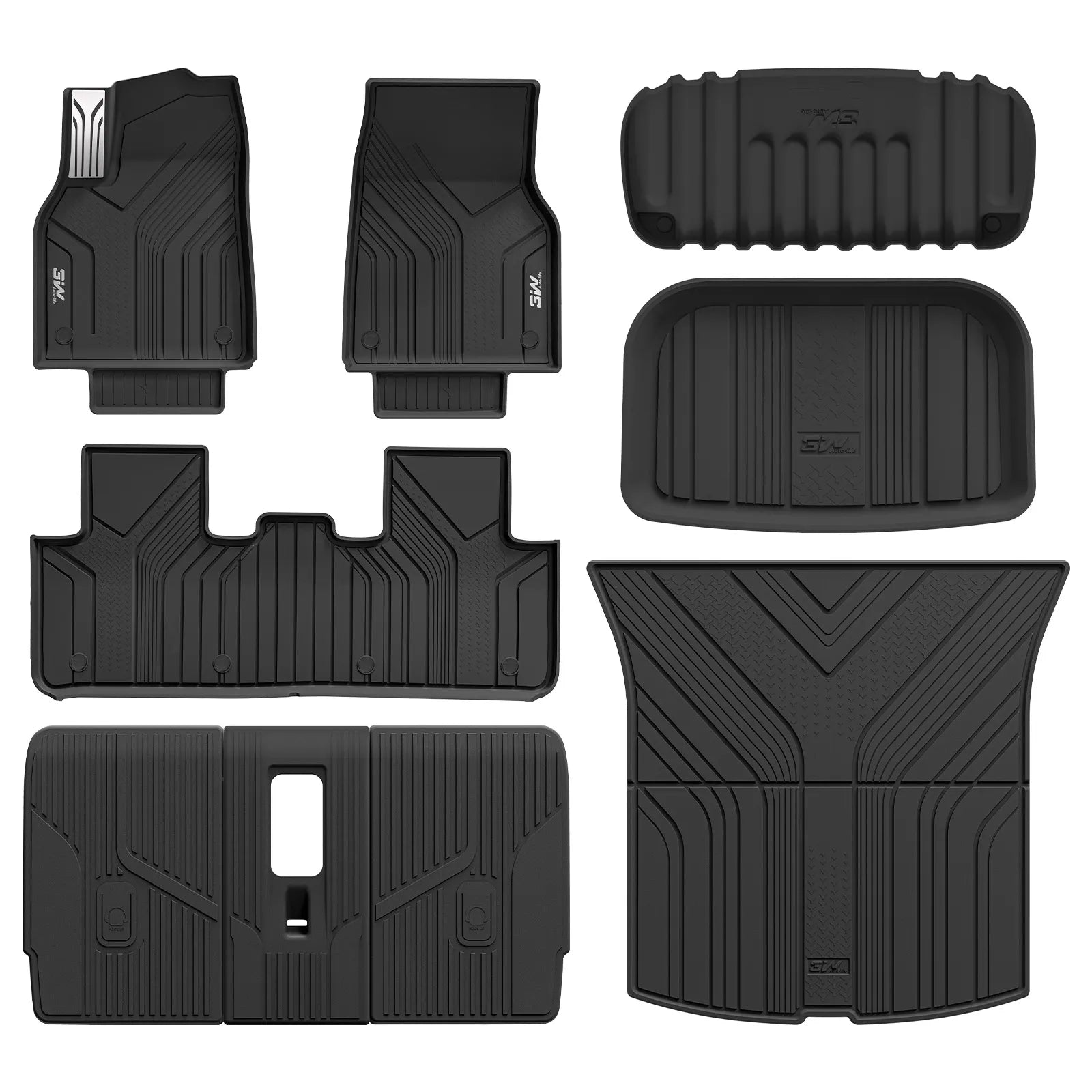 3W Tesla Model Y Standard Floor Mats, 10PCS Set，Floor Mats, Trunk Mats, Frunk Mat, Back Seat Protector，with Mental Pedal, 2025 2026 Model Y Standard Accessories, TPE All Weather Waterproof Custom Fit Automotive Liners and Truck Car Liners