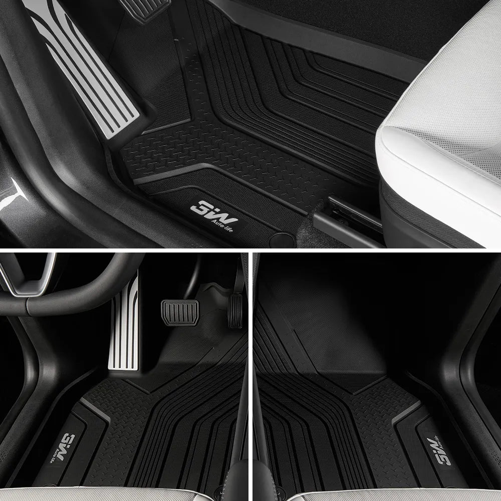 3W Tesla Model Y Standard Floor Mats, 10PCS Set，Floor Mats, Trunk Mats, Frunk Mat, Back Seat Protector，with Mental Pedal, 2025 2026 Model Y Standard Accessories, TPE All Weather Waterproof Custom Fit Automotive Liners and Truck Car Liners