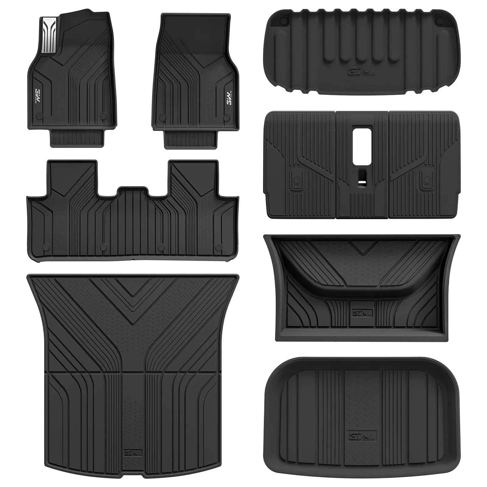 3W Tesla Model Y Standard Floor Mats, 10PCS Set，Floor Mats, Trunk Mats, Frunk Mat, Back Seat Protector，with Mental Pedal, 2025 2026 Model Y Standard Acecessories, TPE All Weather Waterproof Custom Fit Automotive Liners and Truck Car Liners