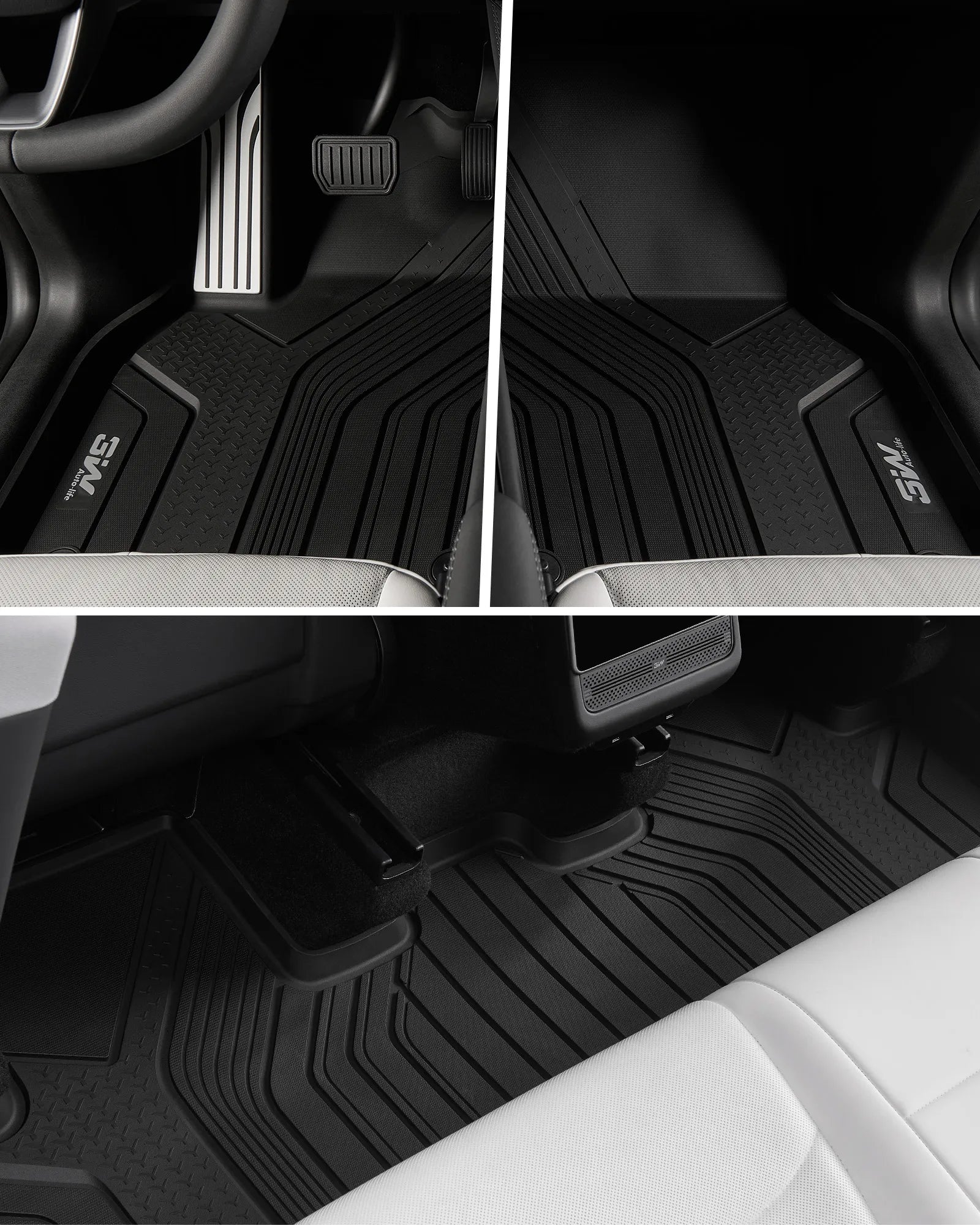 3W Tesla Model Y Standard Floor Mats, 10PCS Set，Floor Mats, Trunk Mats, Frunk Mat, Back Seat Protector，with Mental Pedal, 2025 2026 Model Y Standard Acecessories, TPE All Weather Waterproof Custom Fit Automotive Liners and Truck Car Liners