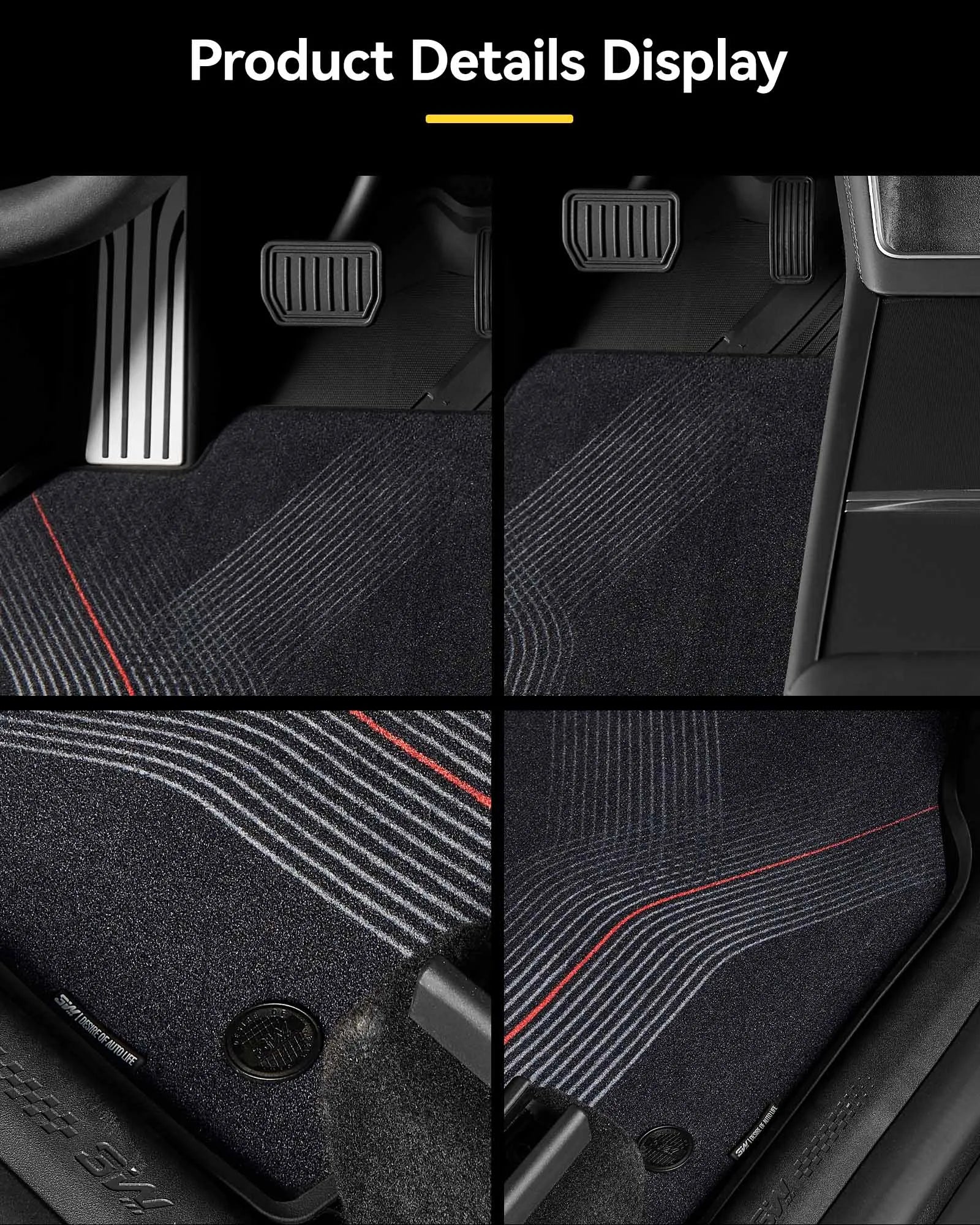 3W Tesla Model Y Standard 2025-2026 Custom Floor Mats / Trunk Mat / Seat Back Protector Thorex™ All Weather Protection - 3Wliners