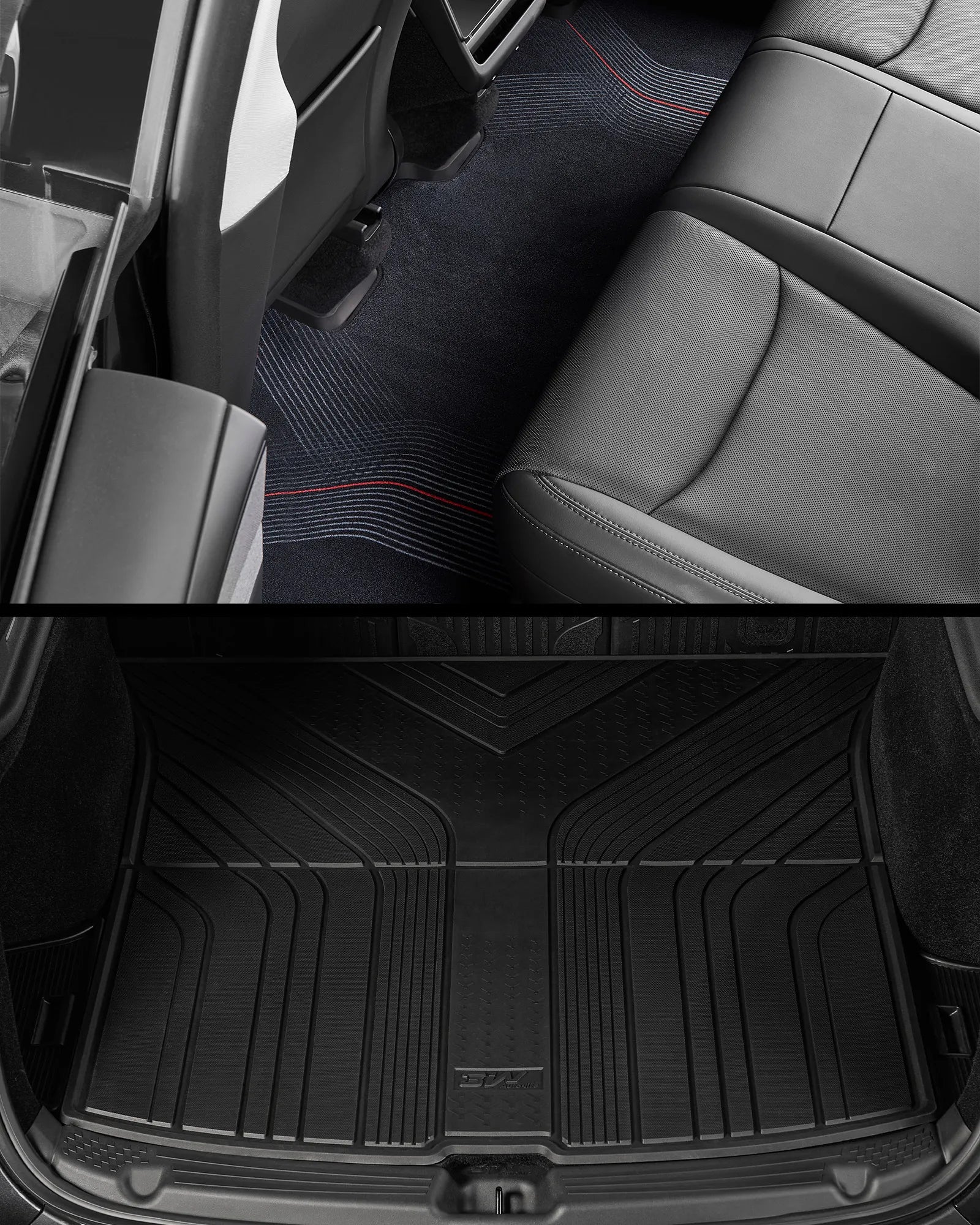 3W Tesla Model Y Standard 2025-2026 Custom Floor Mats / Trunk Mat / Seat Back Protector Thorex™ All Weather Protection - 3Wliners