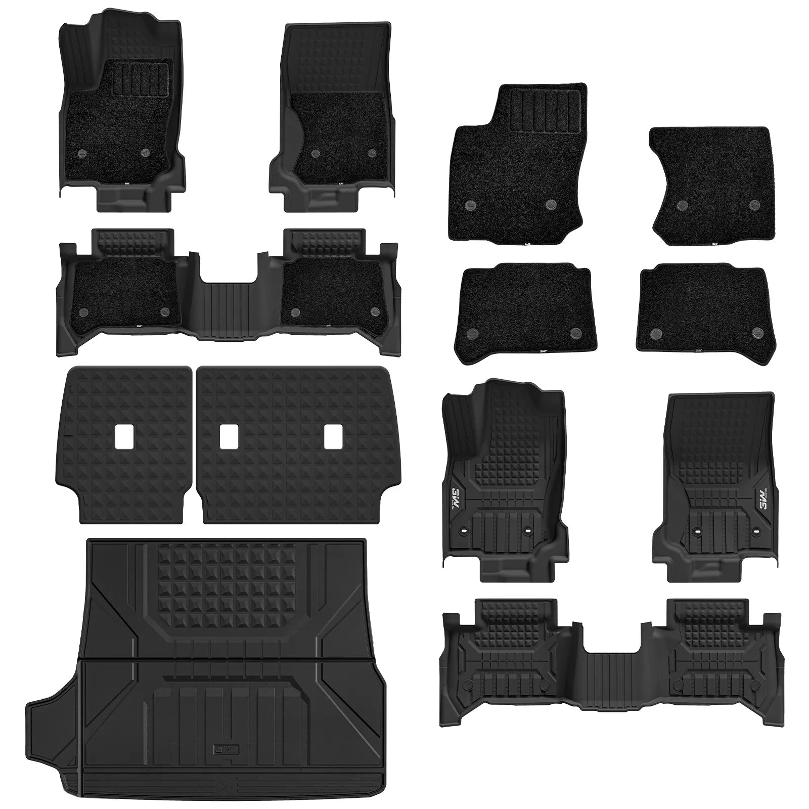 Floor Mats with Double Layered Carpet/ Cargo Liner/ Seat Back Protector Full Set for Toyota 4Runner 2025-2026 Gas Models & 5-Seat Only TPE Car Mats All Weather Protection Custom Fit Easy Clean Durable