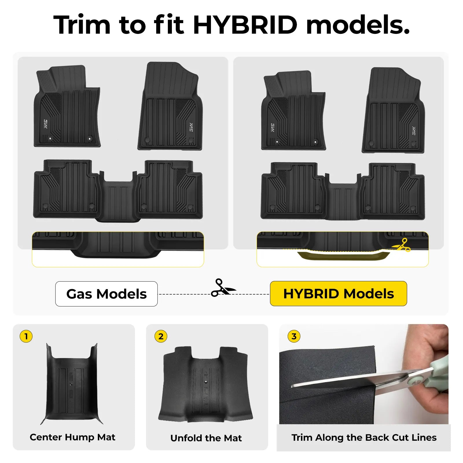 3W Toyota Camry 2018-2024 Floor Mats Custom Car Mats Gas & Hybrid