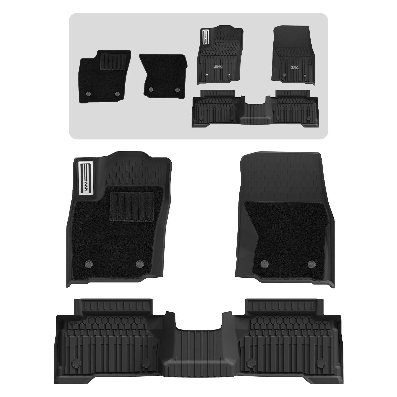 3W Toyota Tacoma 2024-2026 (Double Cab, Automatic Transmission) (Not for Hybrid) Floor Mats/ Bed Mat Thorex™ All Weather Custom Fit - 3Wliners