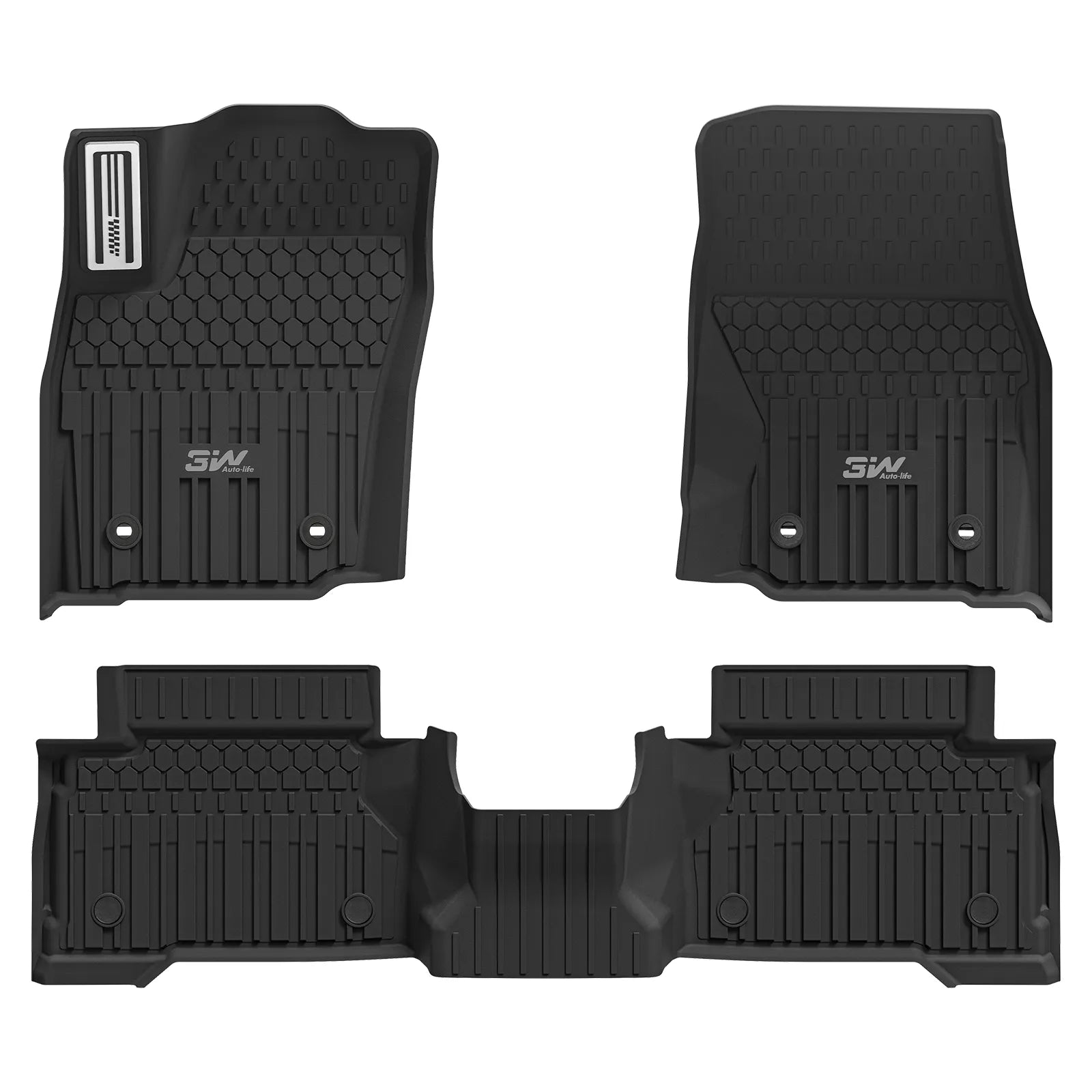 3W Floor Mats Fit for Toyota Tacoma Hybrid 2024 2025 2026 with Metal Pedals, TPE All Weather Custom Fit Floor Liner for Tacoma Accessories 1st and 2nd Row Full Set Car Mats Easy Clean, Black