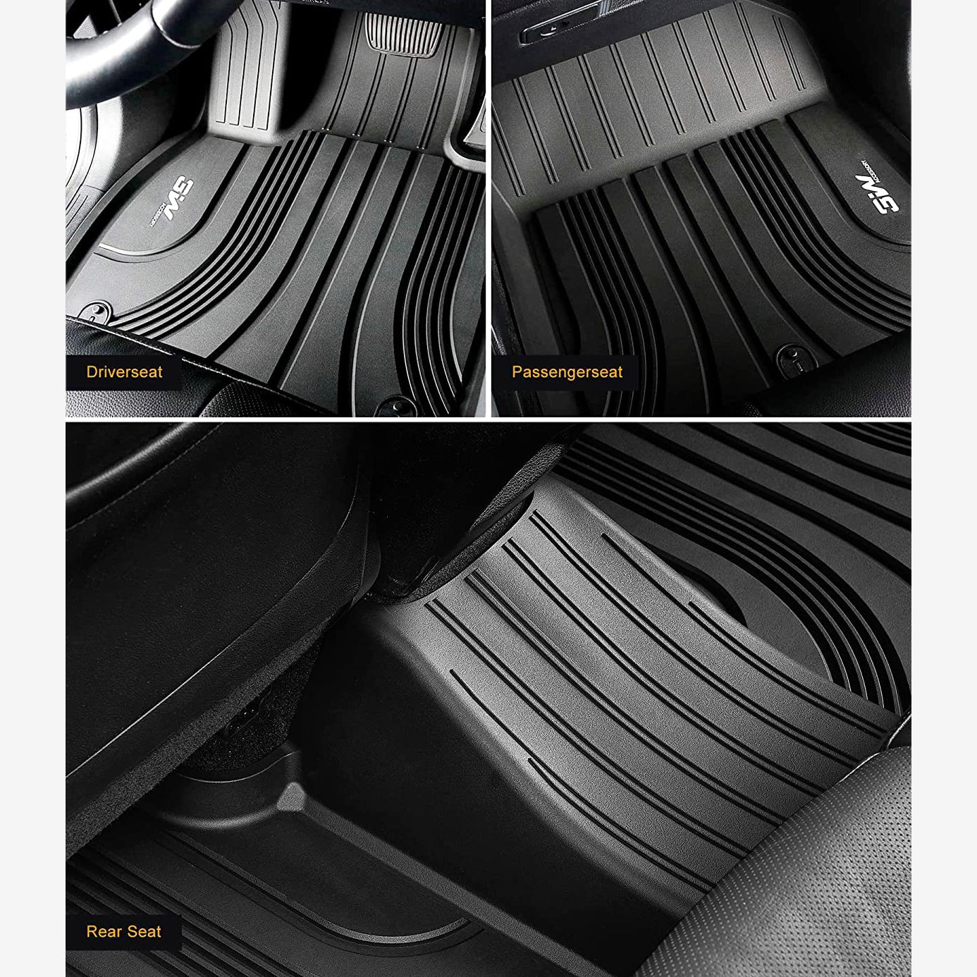 3W Hyundai Santa Fe 5 Seat 2021-2023 Custom Floor Mats TPE Material & All-Weather Protection Vehicles & Parts 3Wliners   