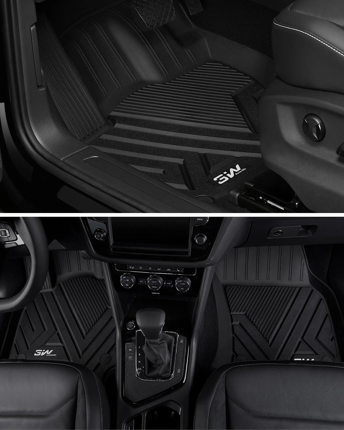 3W Floor Mats for Volkswagen Tiguan 2025 2026, All-Weather Protection TPE Car Mats 2 Rows VW Tiguan Accessories, Black