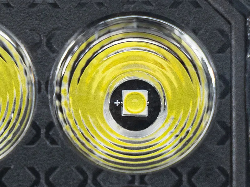 Wolfbox NomadRover 3" off-road LED pods (40W, 4890 LM) on Ford Bronco, with specs.
