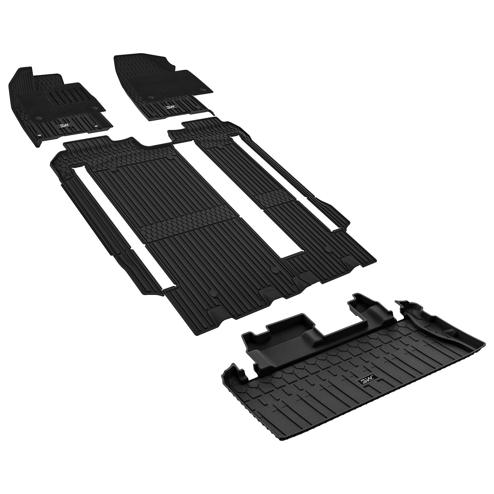 3W Toyota Sienna 8 Seat 2021-2026 Custom Floor Mats Trunk Mat Thorex™ All-Weather Protection - 3Wliners