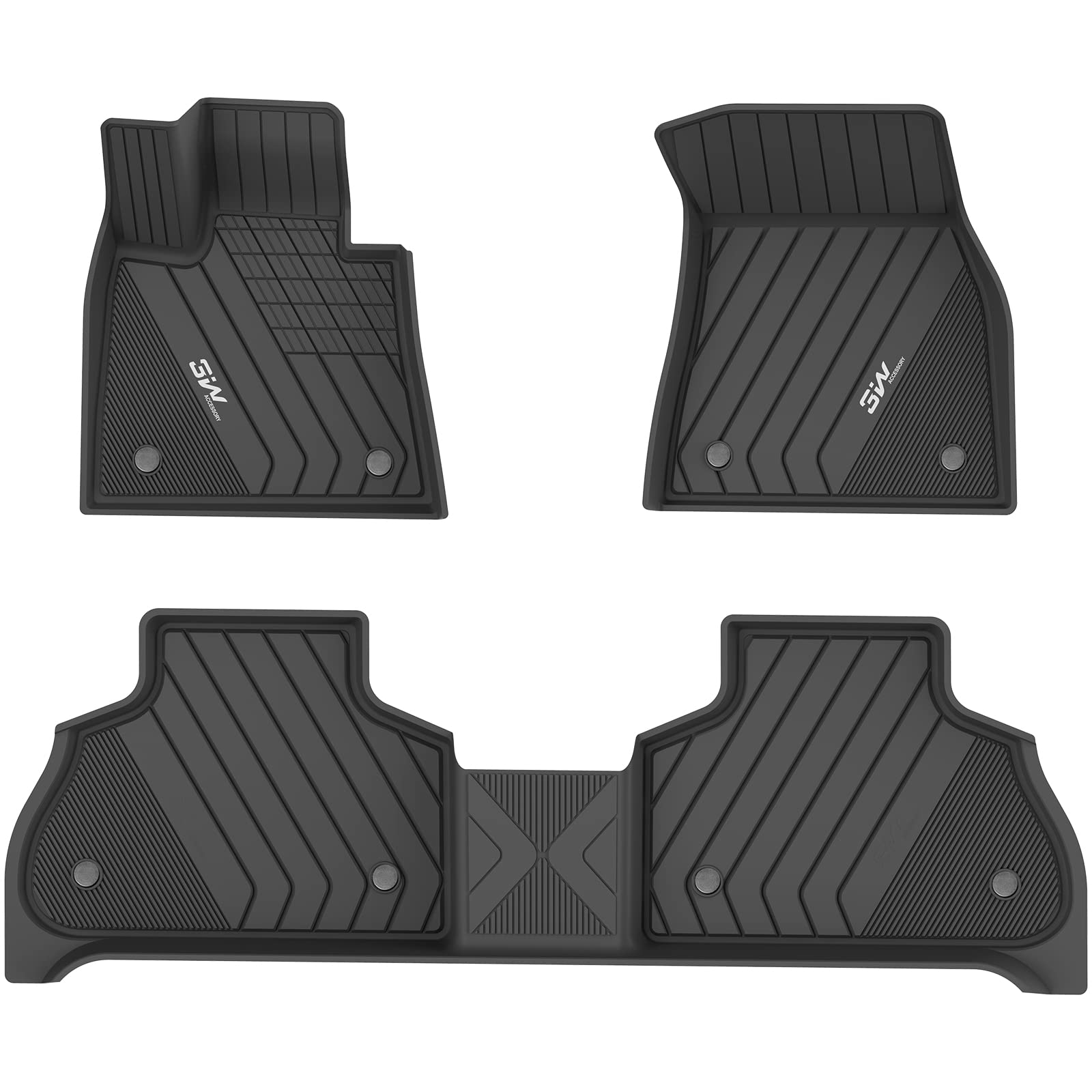 3W BMW X7 2019-2024 7 Seats 1st & 2nd Row Custom Floor Mats TPE Material & All-Weather Protection Vehicles & Parts 3Wliners 2019-2024 7-Seat X7 1st&2nd Row Mats
