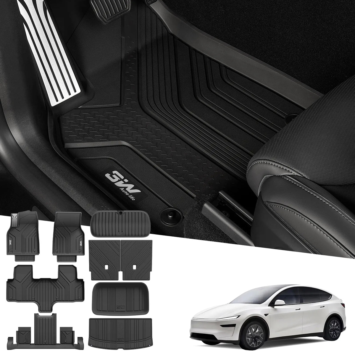 3W Tesla Model Y L 2026-2027 Custom Floor Mats Thorex™ All Weather Protection - 3Wliners